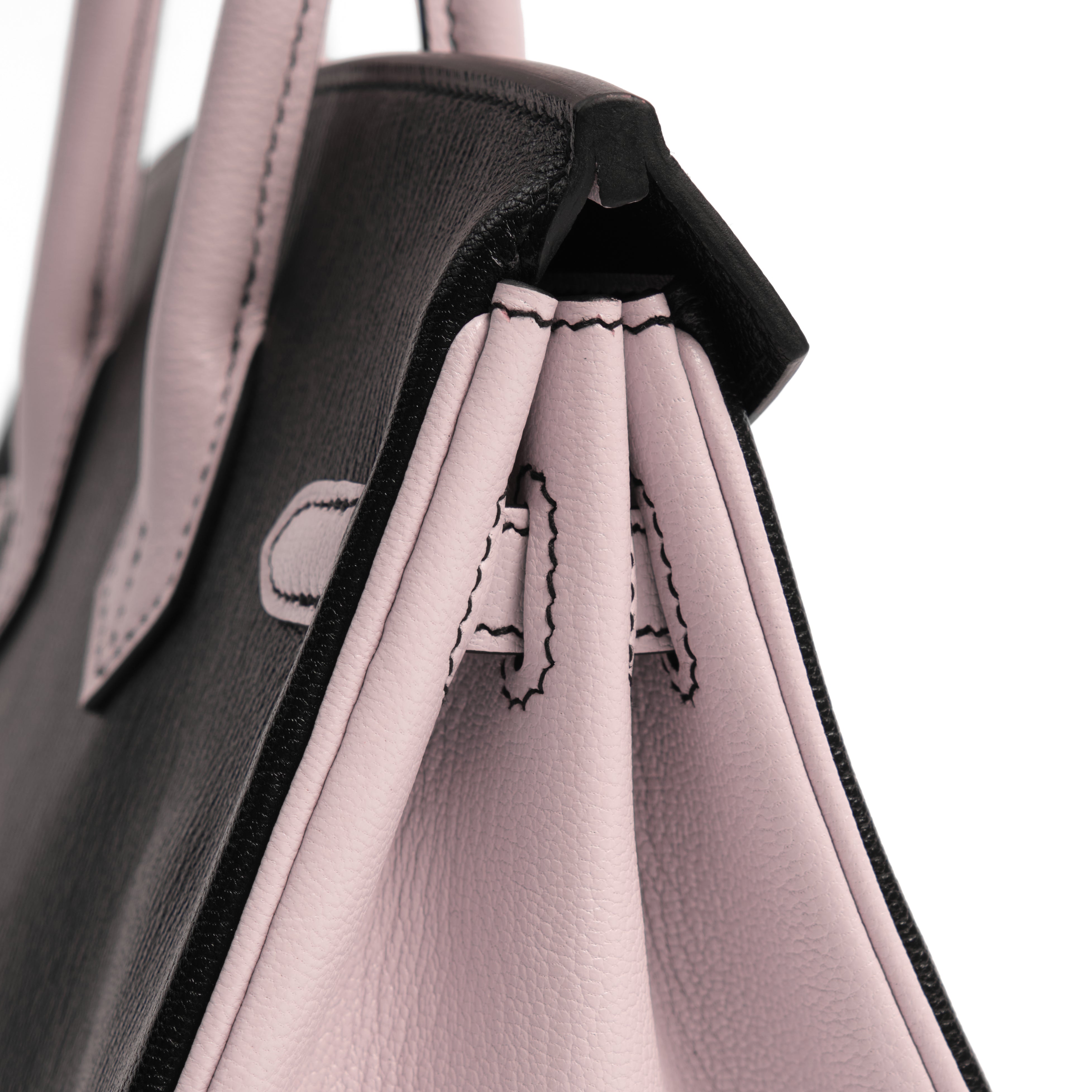HERMES Birkin 25 HSS Noir / Rose Sakura Cuir Veau et Chèvre Finition Palladié