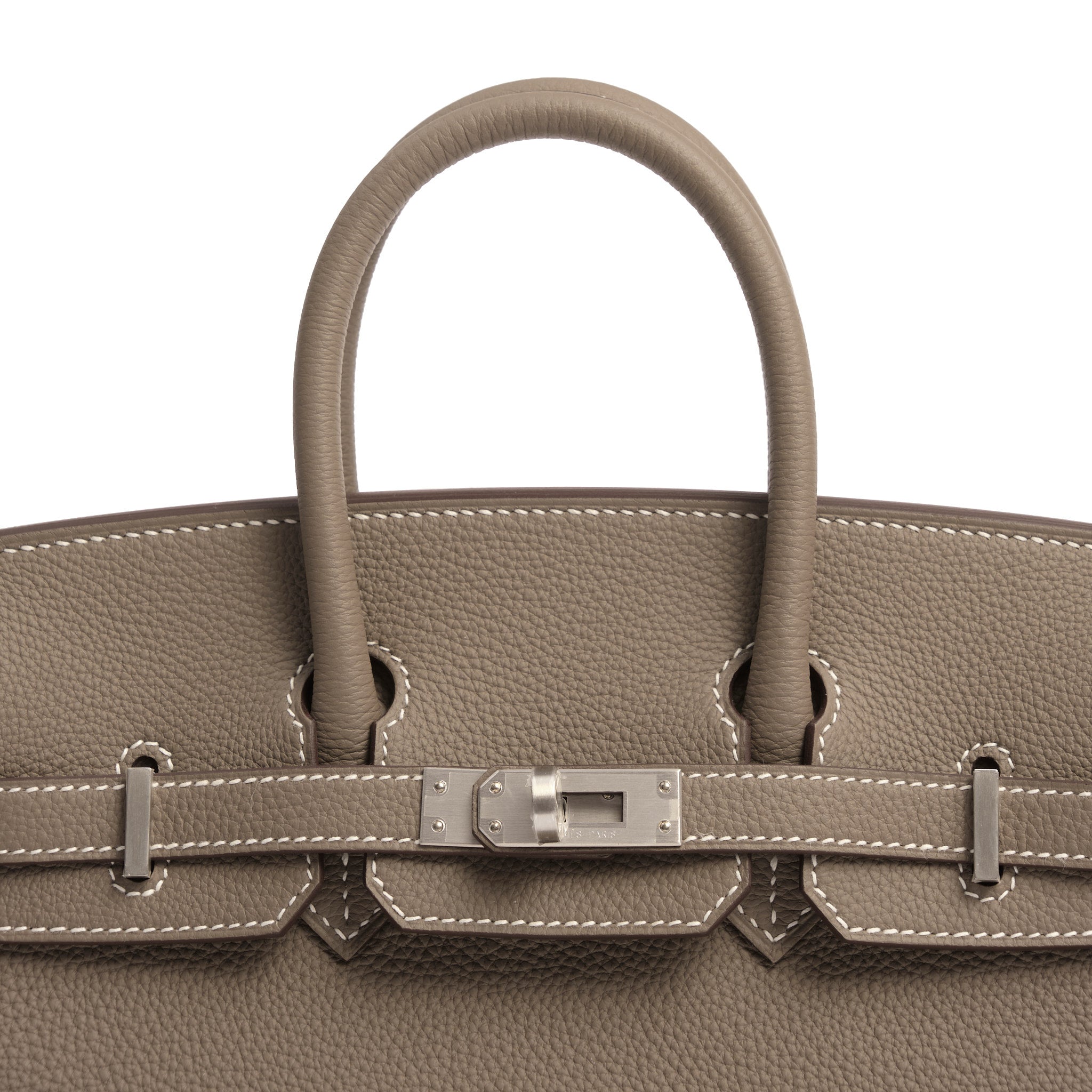 HERMES Birkin 25 Etoupe Cuir Togo Finition Palladié Brossé