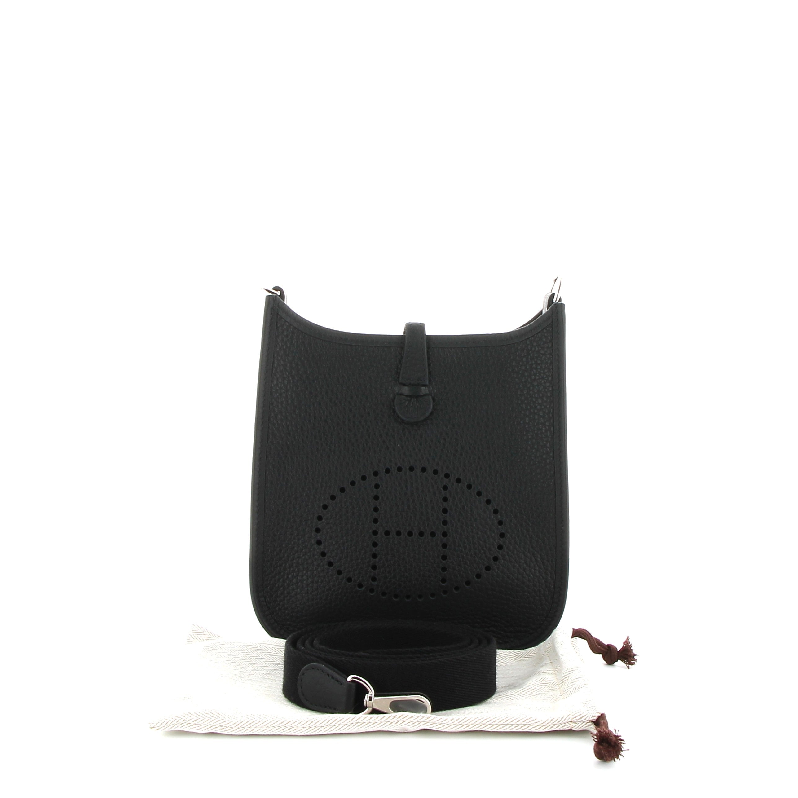 HERMÈS Mini Evelyne Noir Taurillon Clemence Finition Palladié
