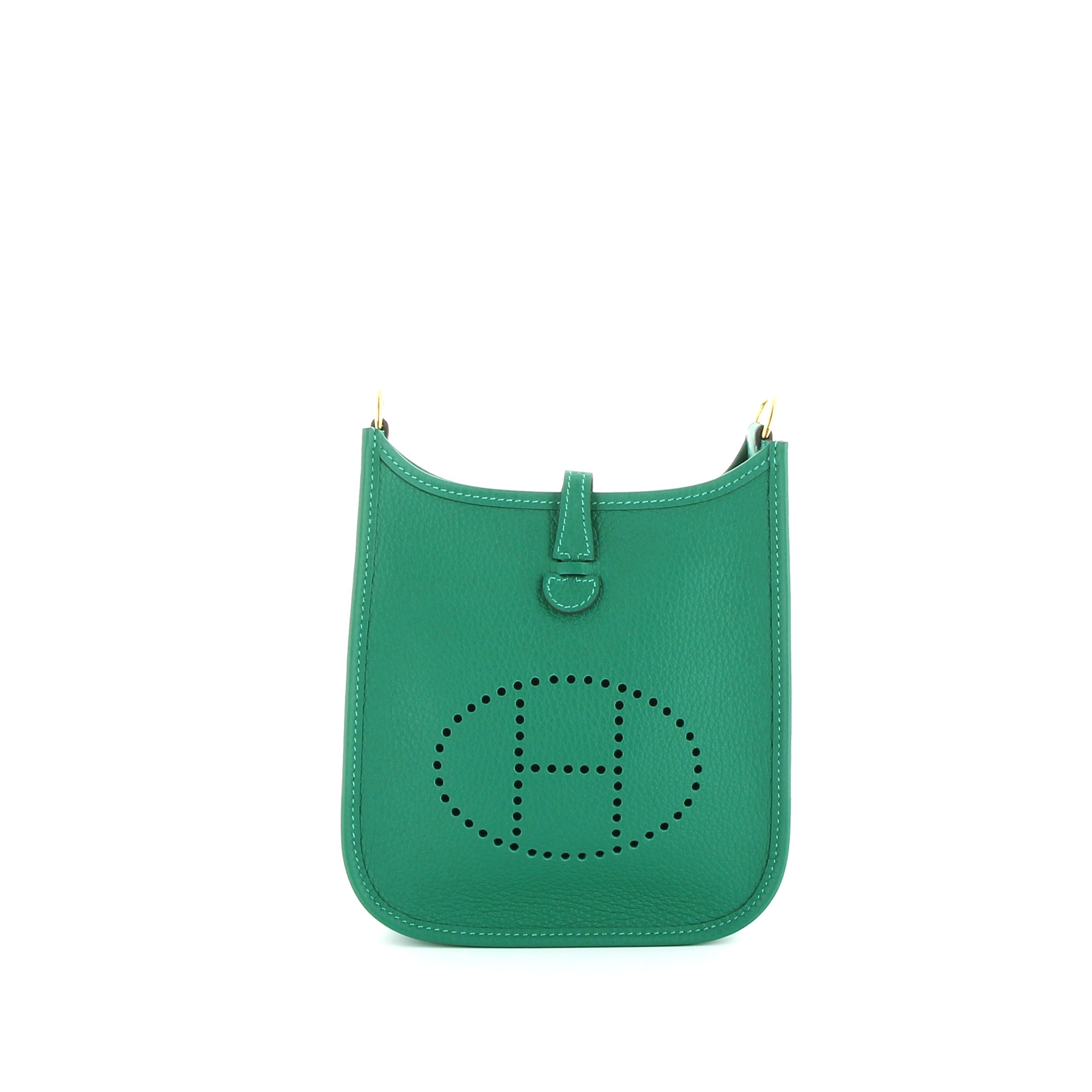 HERMÈS Mini Evelyne Vert Vertigo Taurillon Clemence Finition Palladié