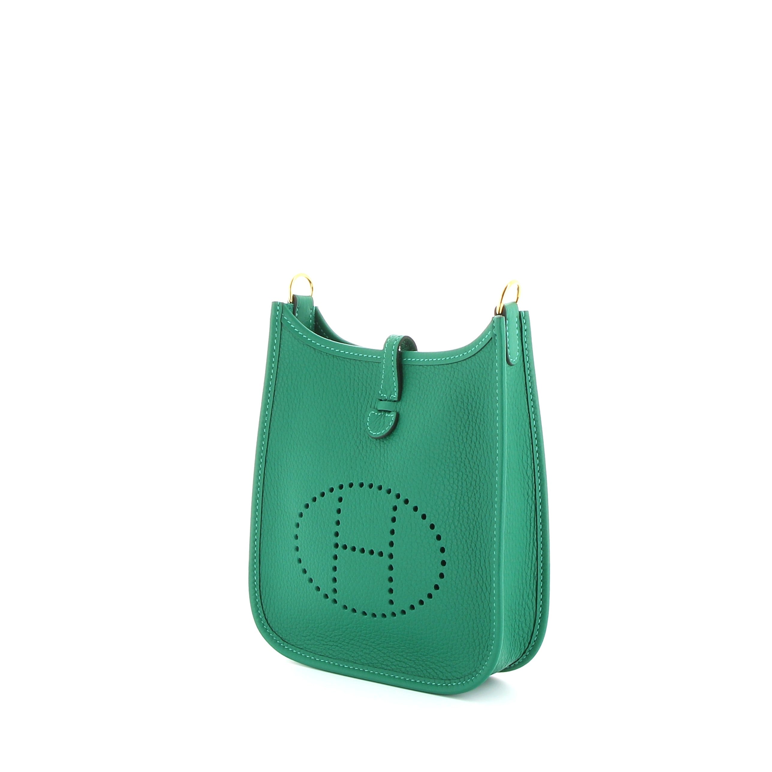 HERMÈS Mini Evelyne Vert Vertigo Taurillon Clemence Finition Palladié