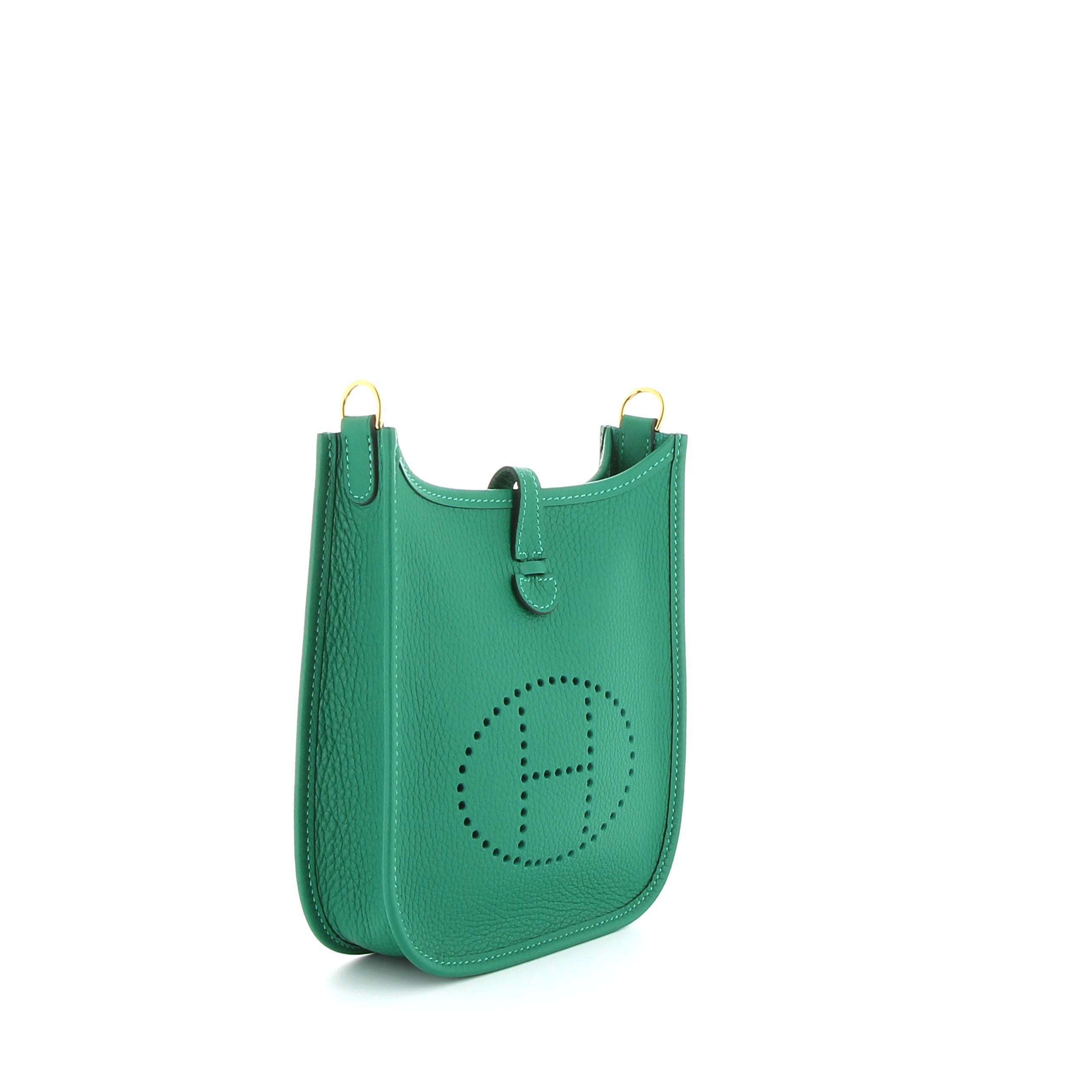 HERMÈS Mini Evelyne Vert Vertigo Taurillon Clemence Finition Palladié