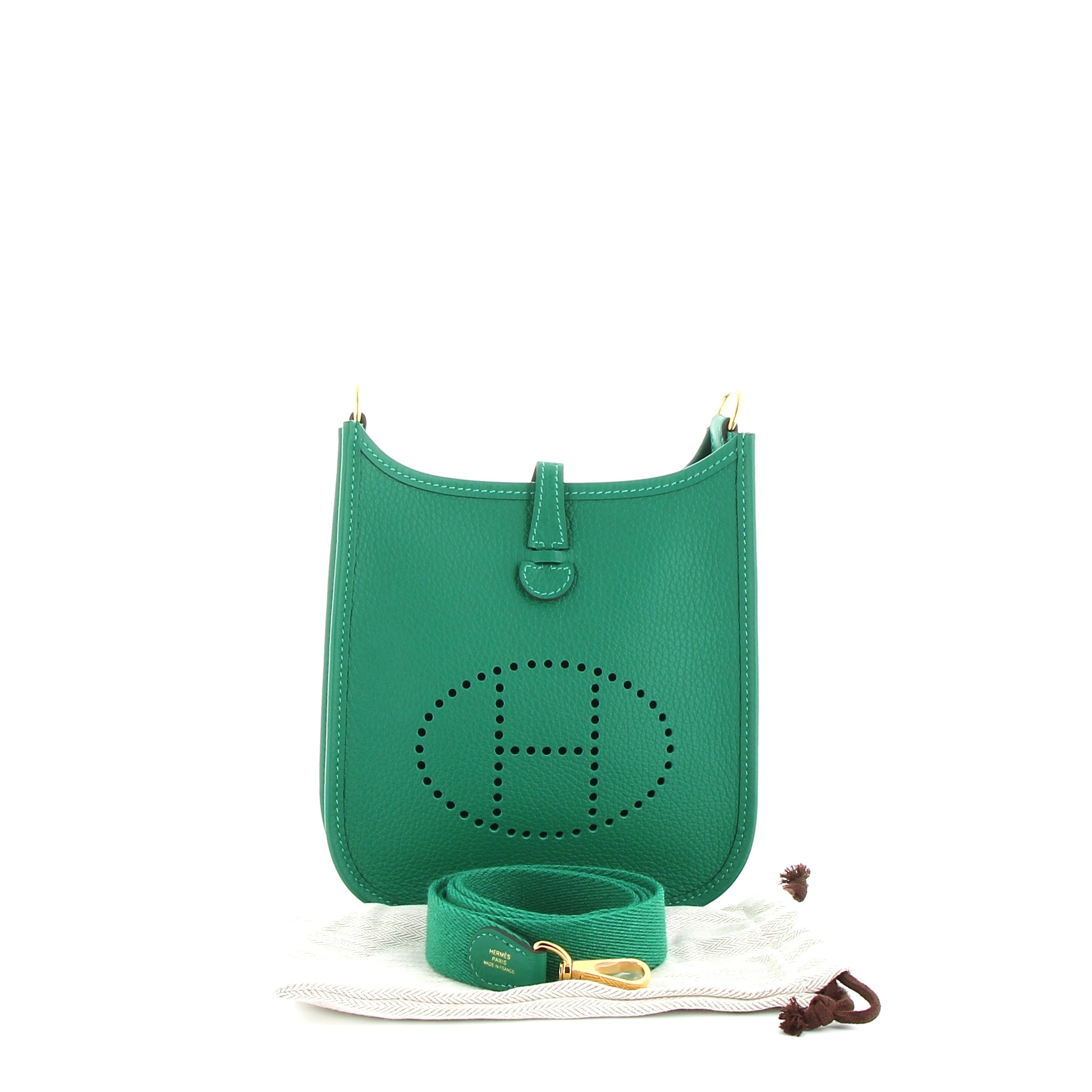 HERMÈS Mini Evelyne Vert Vertigo Taurillon Clemence Finition Palladié