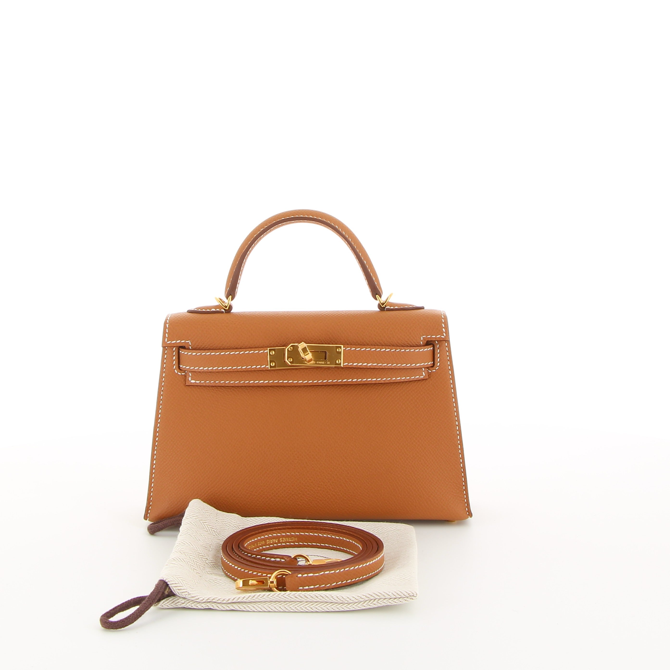HERMÈS Kelly 20 cuir Epsom Gold finition dorée