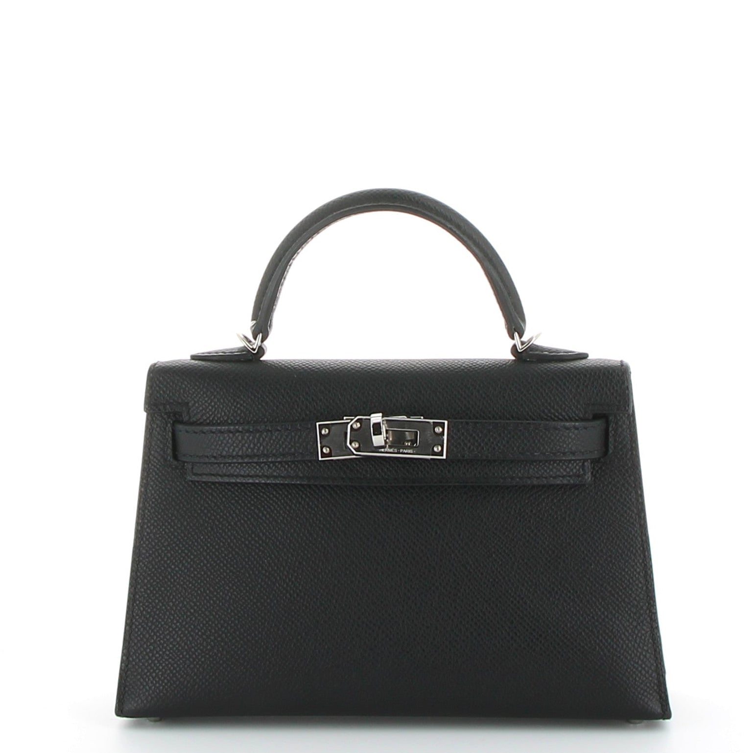 HERMES Kelly 20 Noir Cuir Epsom Finition Palladié