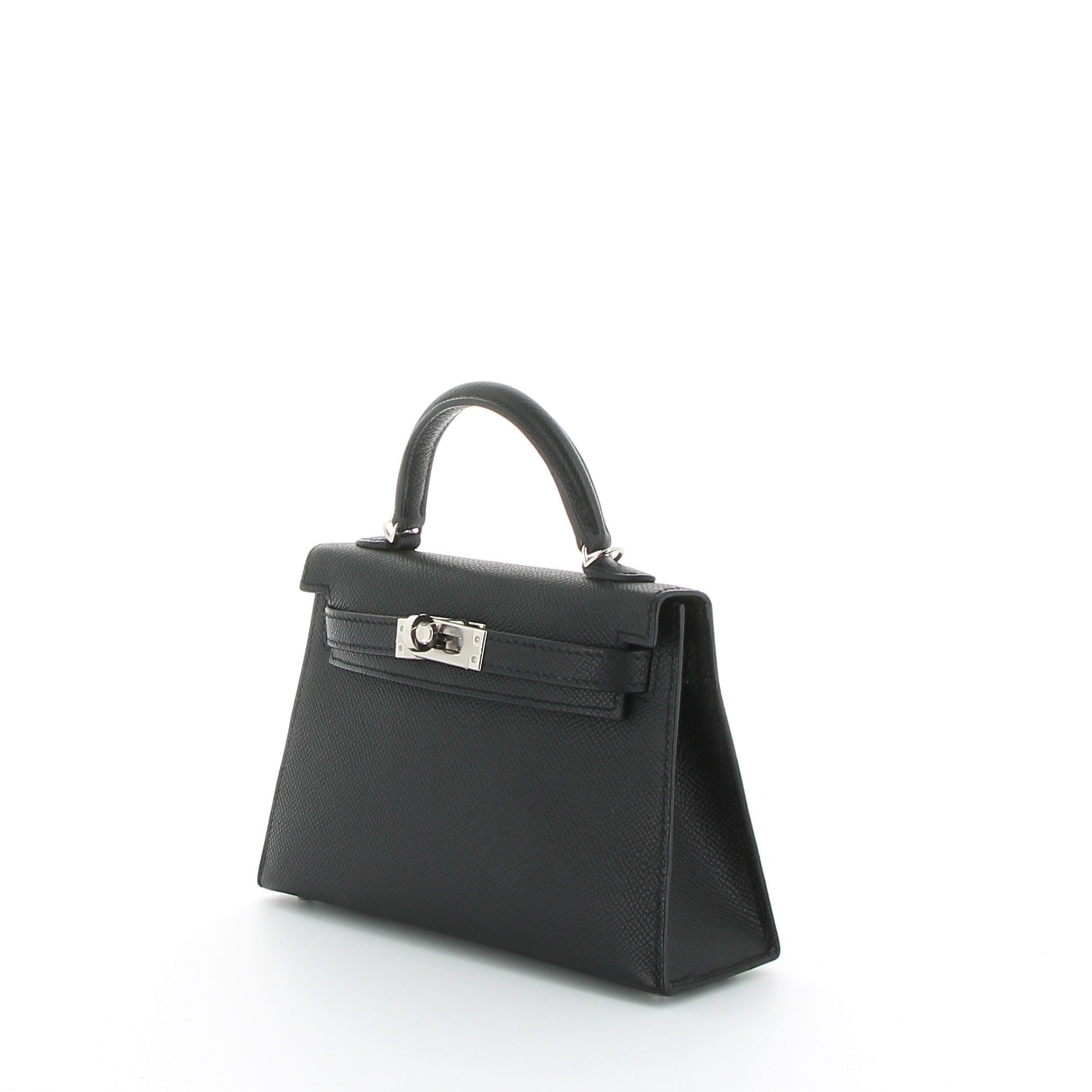 HERMES Kelly 20 Noir Cuir Epsom Finition Palladié