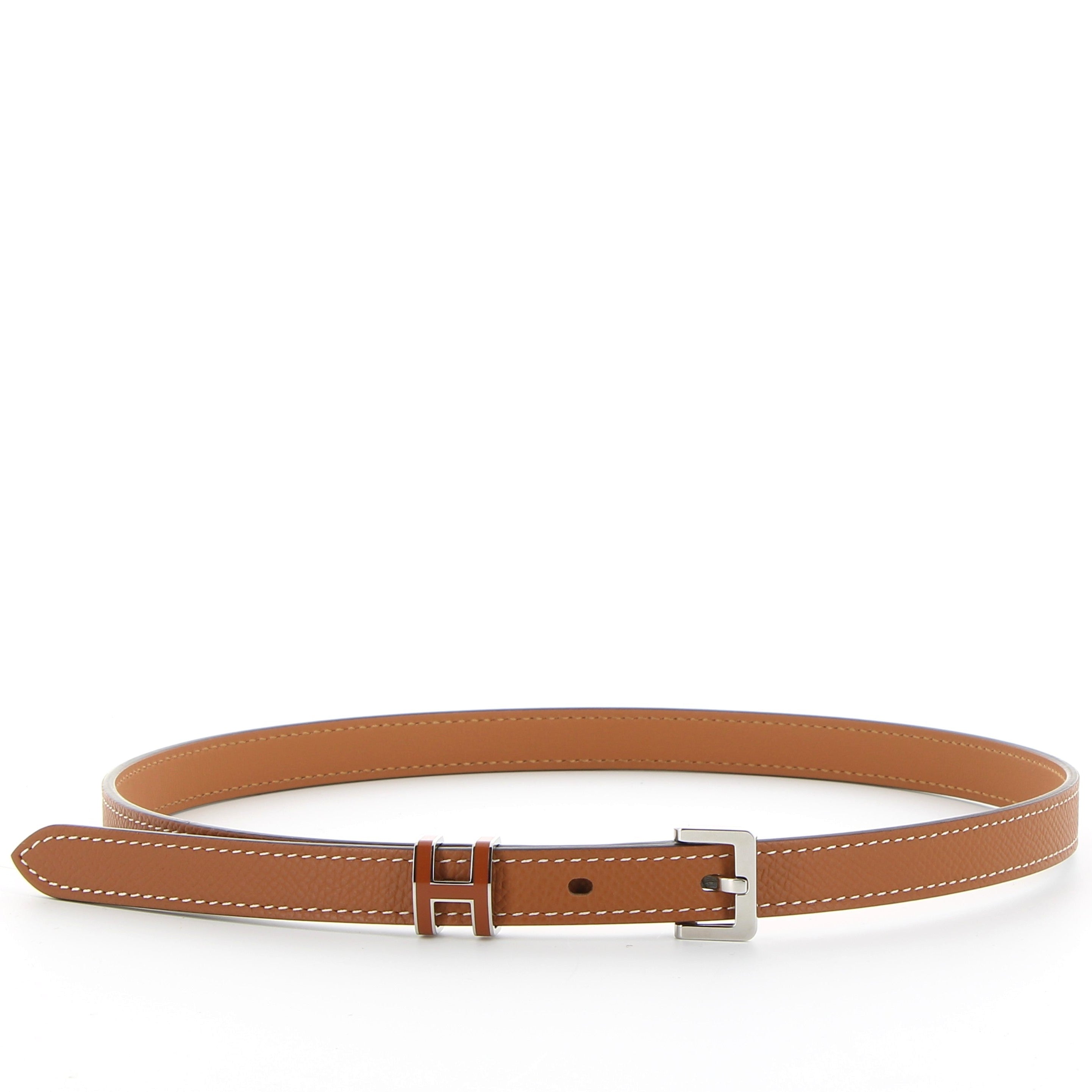 HERMÈS Ceinture Pop H 15 en cuir Epsom Gold avec bijouterie palladium
