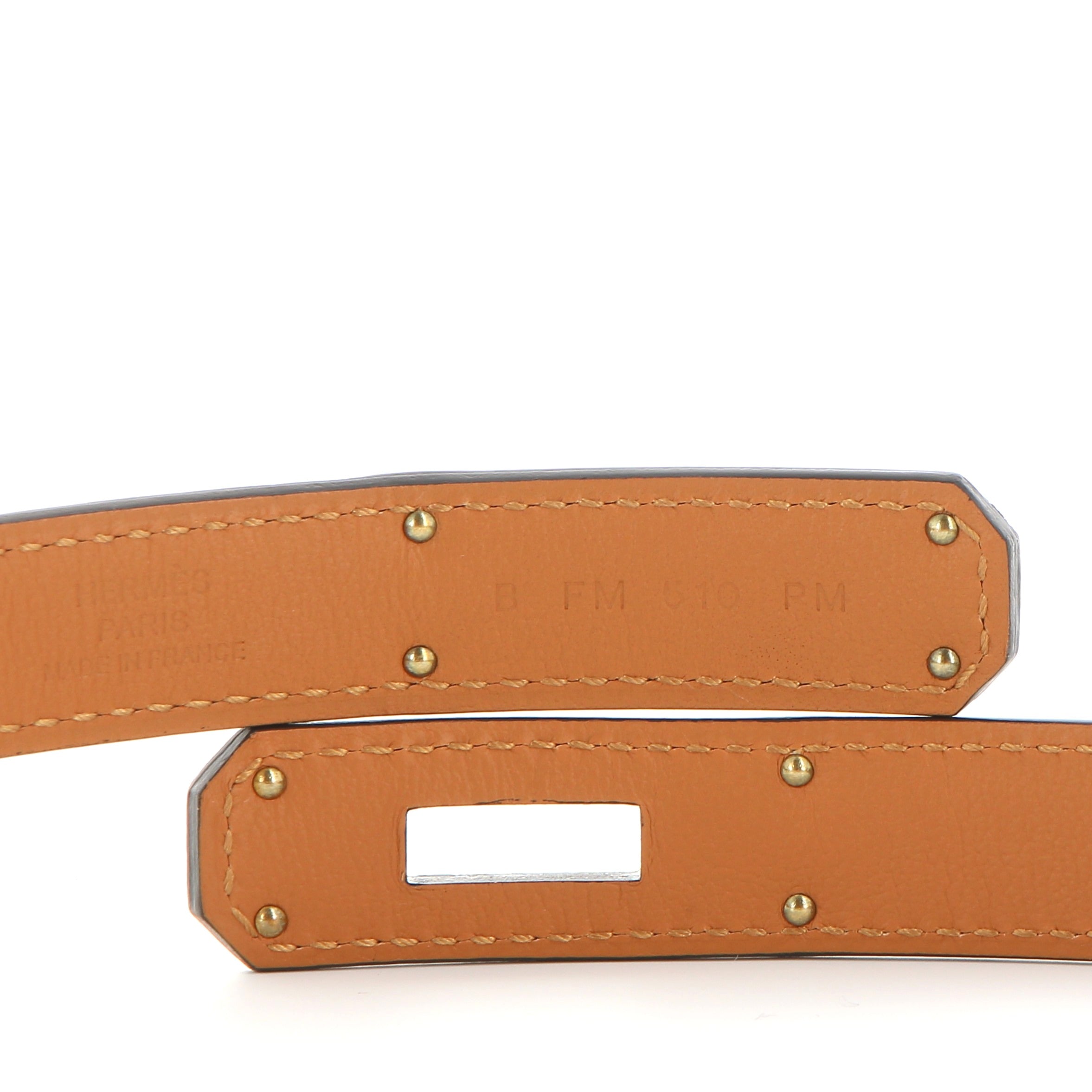 HERMÈS Kelly ceinture cuir Epsom Etoupe finition dorée