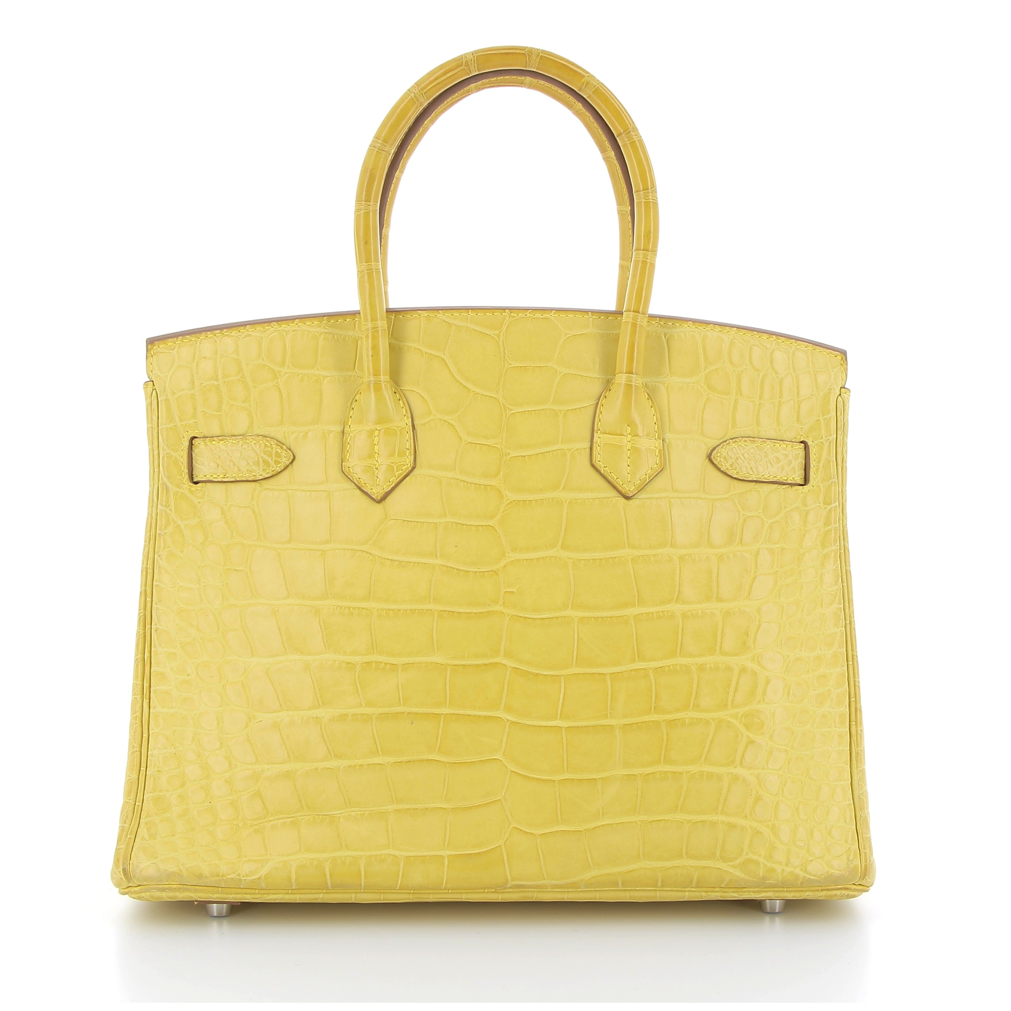 HERMÈS Birkin 30 Crocodile Mimosa finition palladium