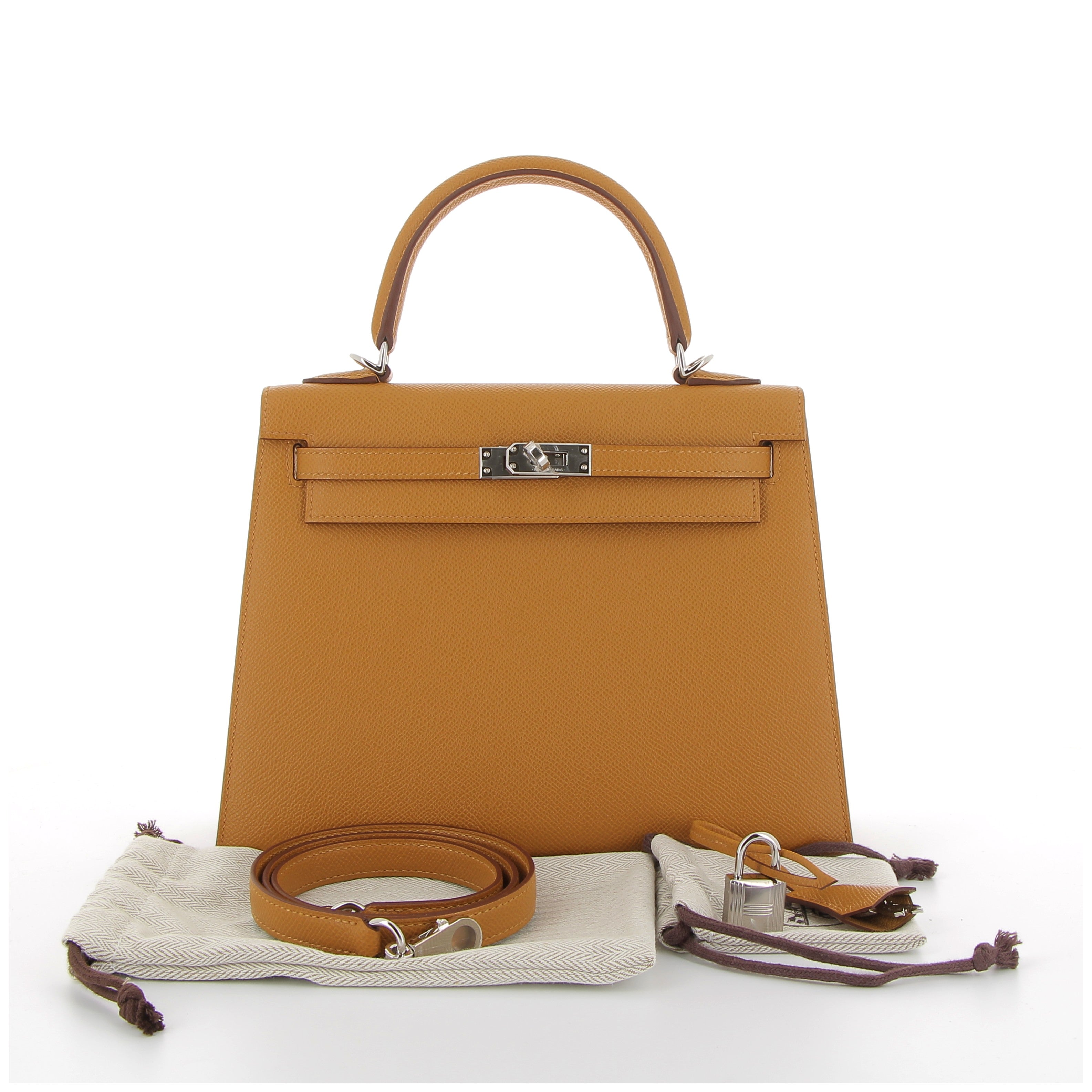 HERMÈS Kelly 25 Cuir Epsom Sésame Finition Palladium