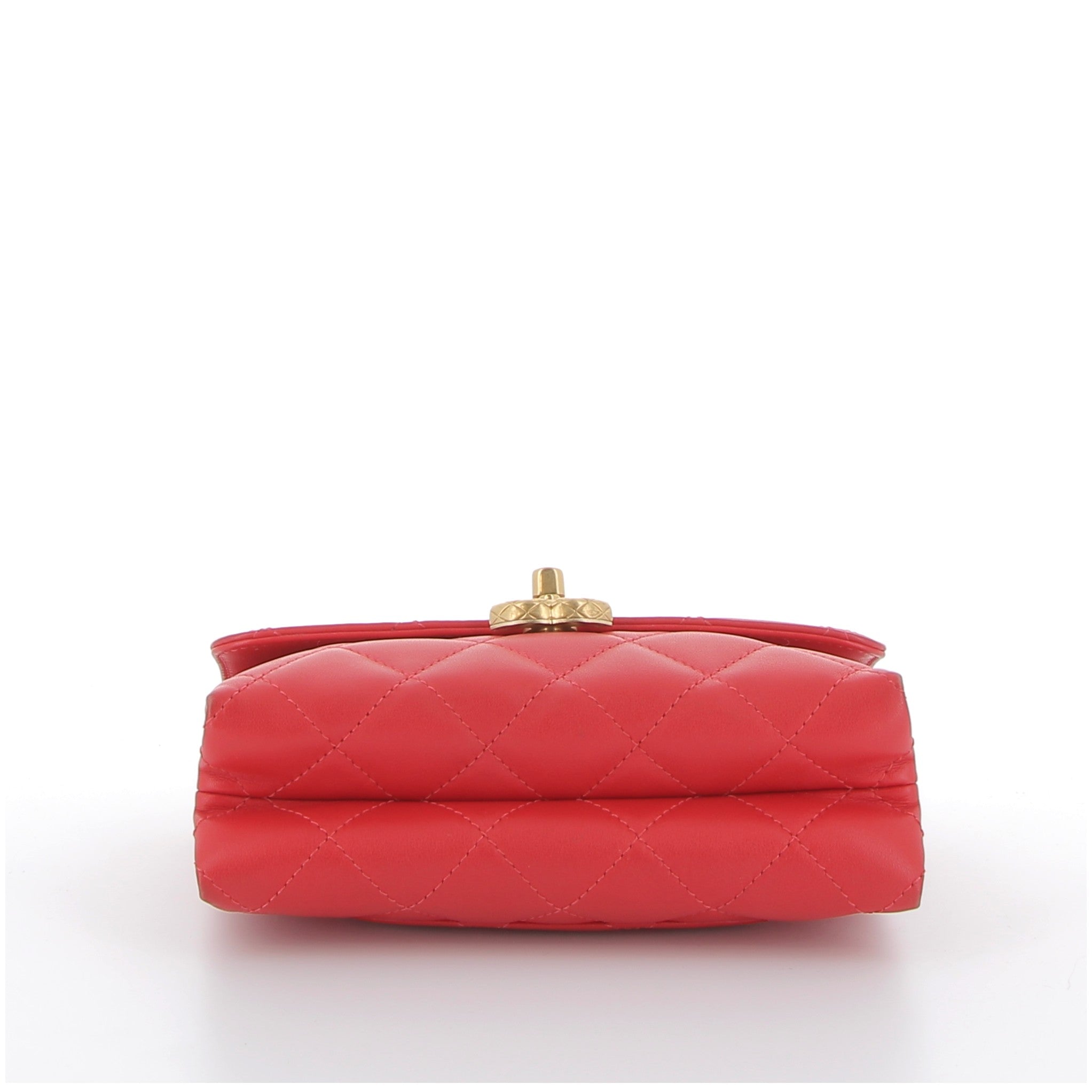 CHANEL Mini Sac Cuir Rouge Matelassé