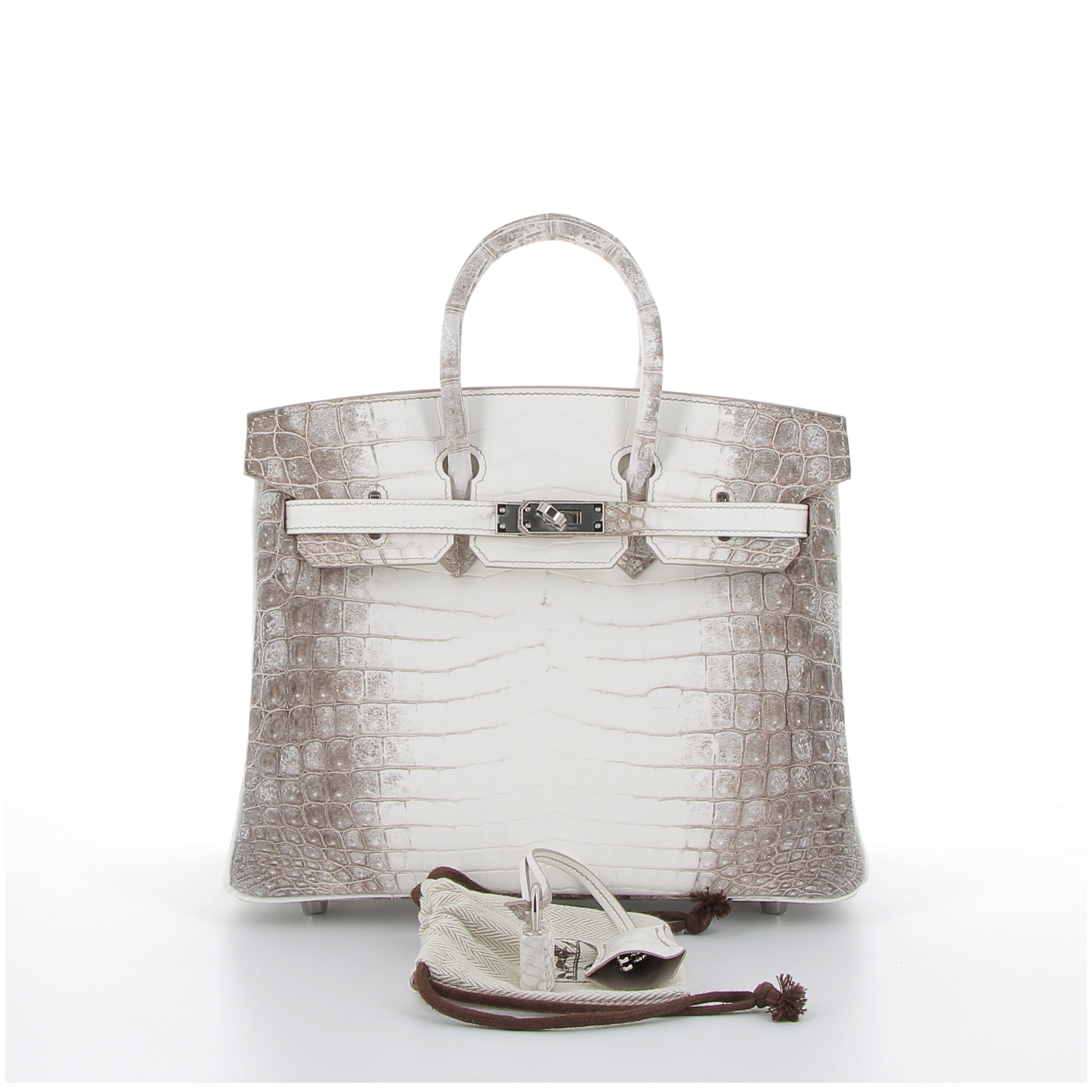 HERMES Birkin 25 Himalaya Crocodile Niloticus Finition Palladié
