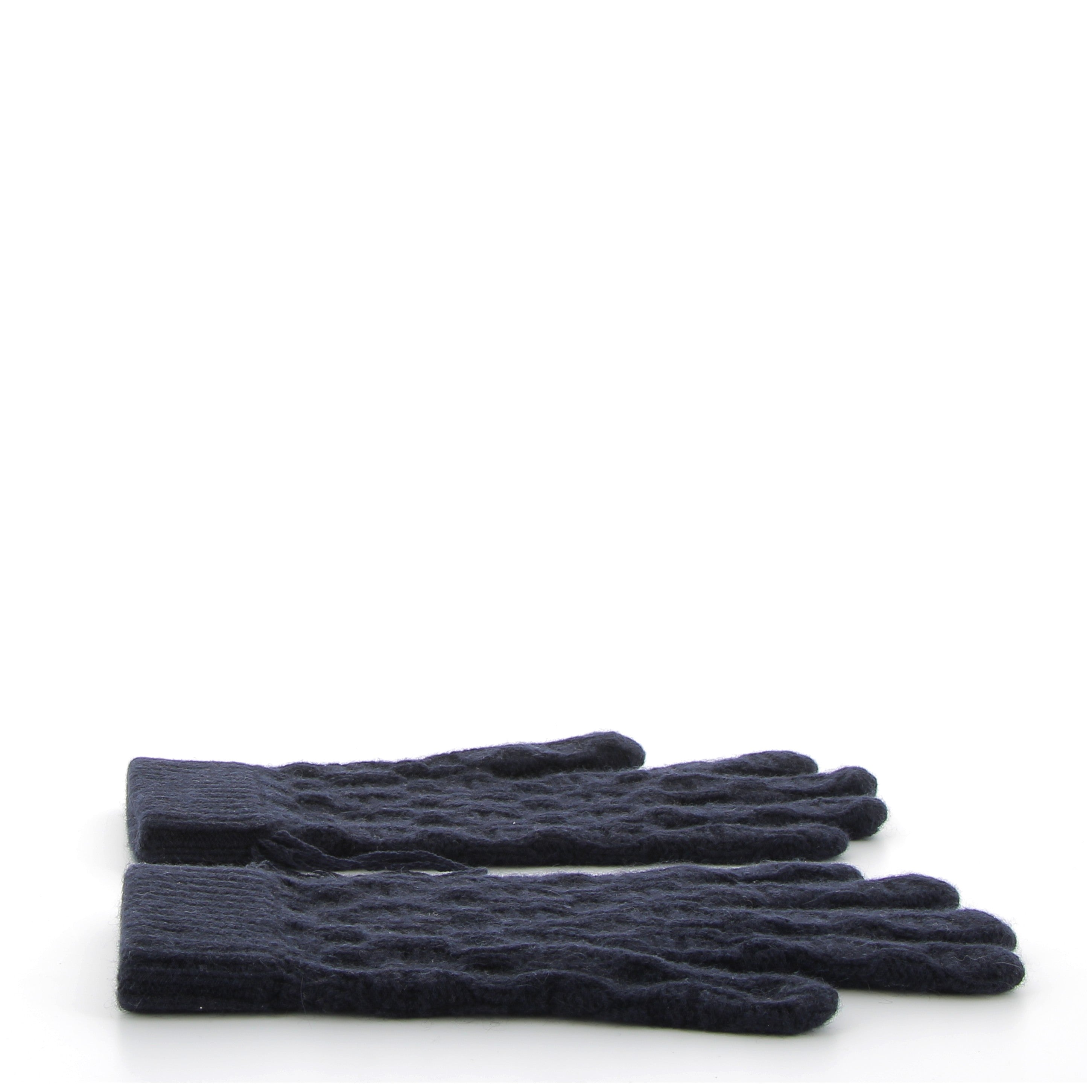 HERMÈS Gants Tri Maillon Homme Maille Cachemire Marine