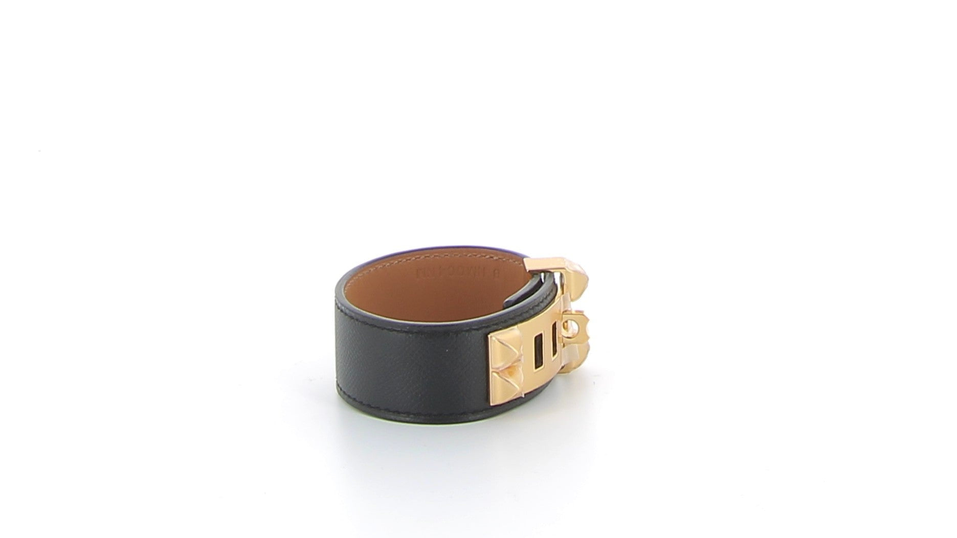HERMÈS Bracelet Collier de Chien 24 noir finition jaune