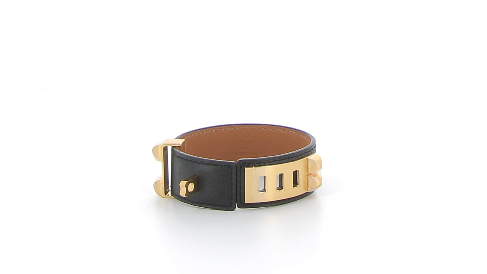 HERMÈS Bracelet Collier de Chien 24 noir finition jaune
