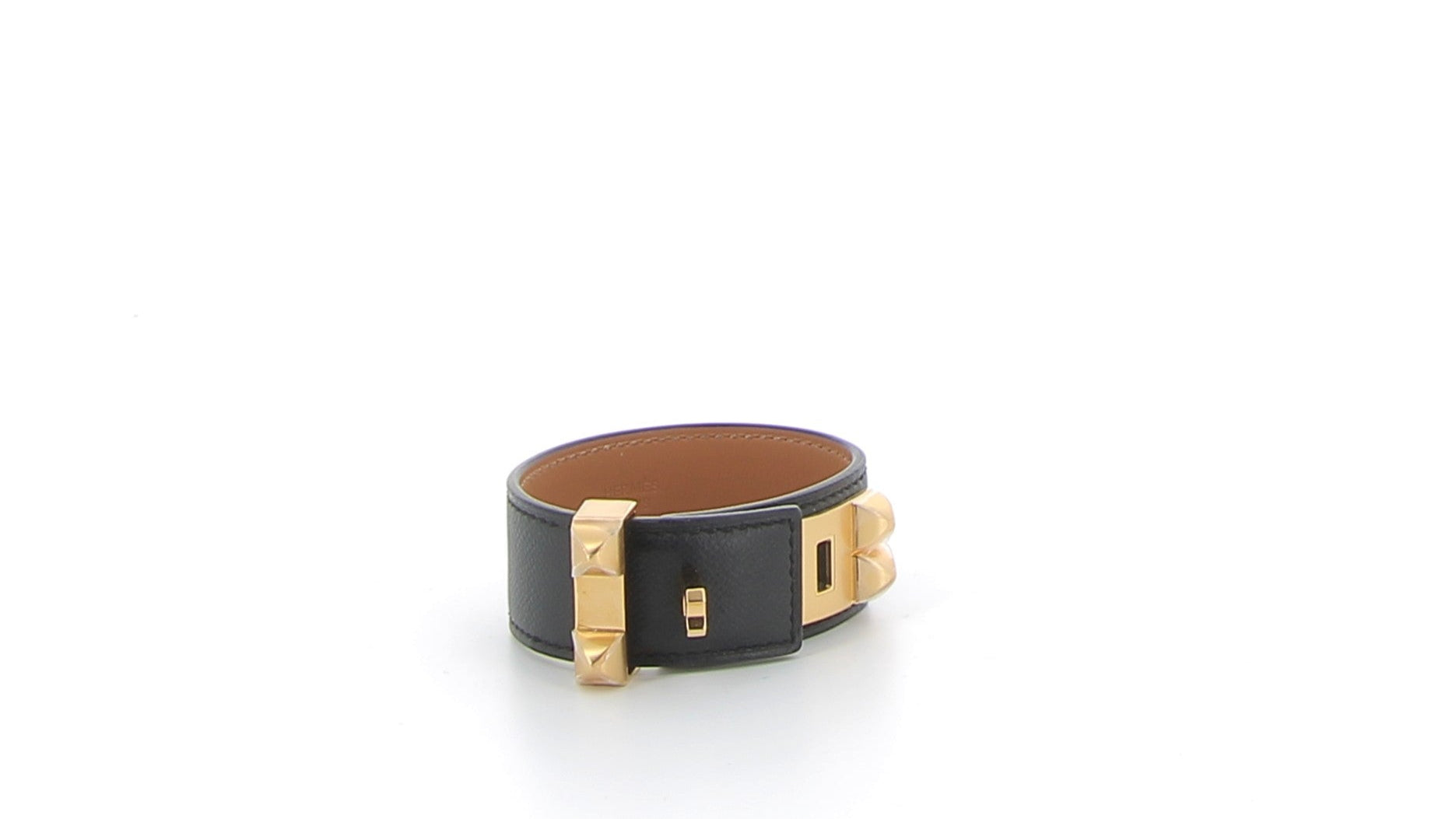 HERMÈS Bracelet Collier de Chien 24 noir finition jaune