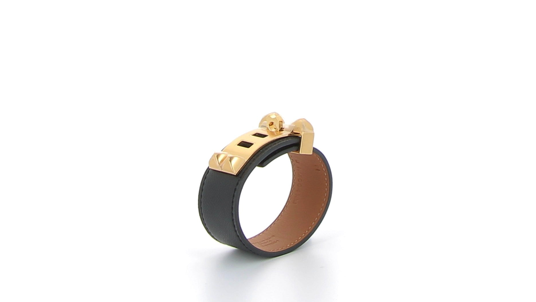 HERMÈS Bracelet Collier de Chien 24 noir finition jaune