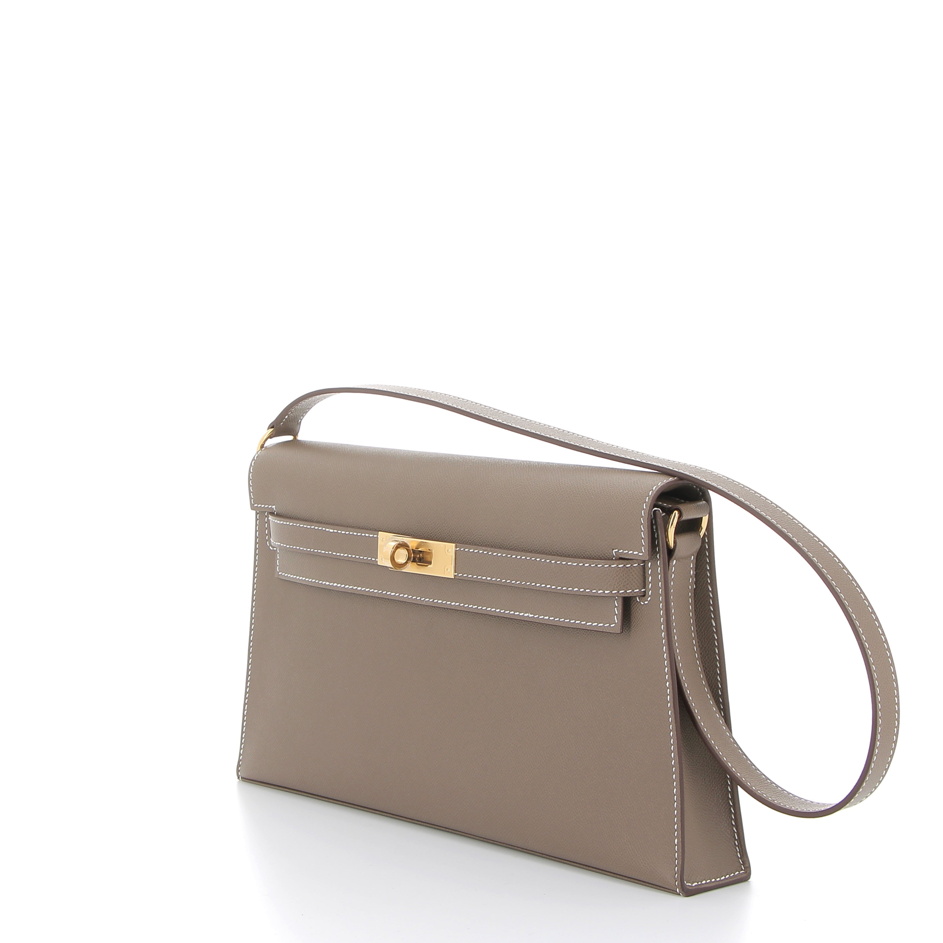 HERMES Kelly Elan Etoupe Epsom Finition Or Jaune
