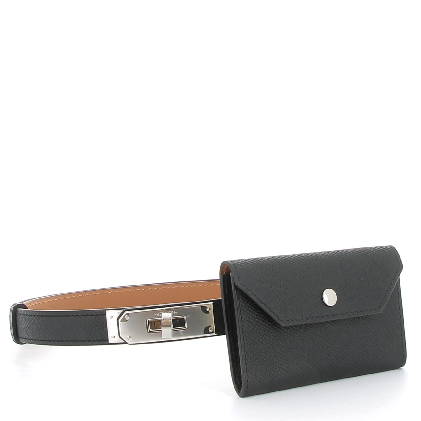 HERMÈS Kelly Ceinture Pocket Noir Epsom Finition Palladié