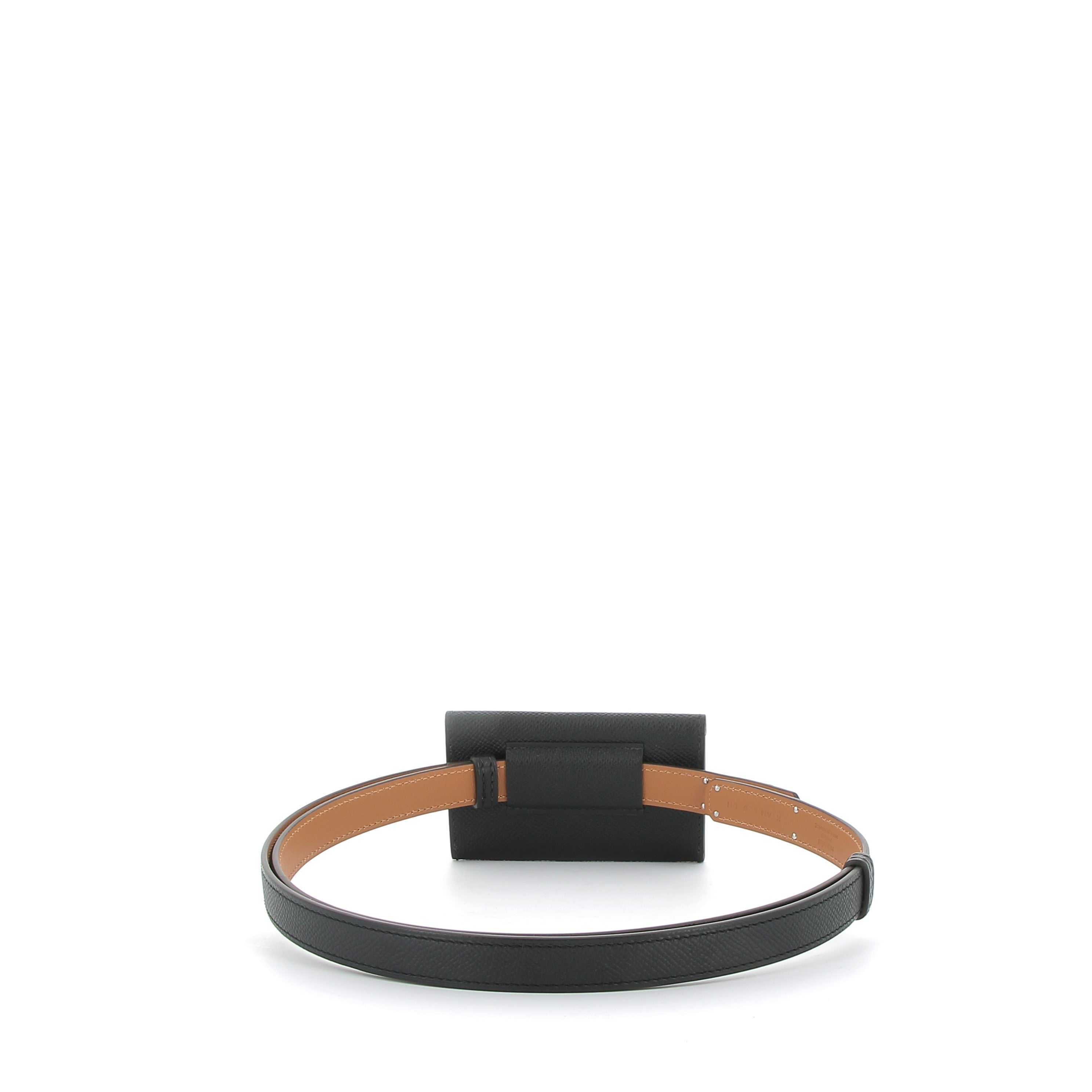 HERMÈS Kelly Ceinture Pocket Noir Epsom Finition Palladié
