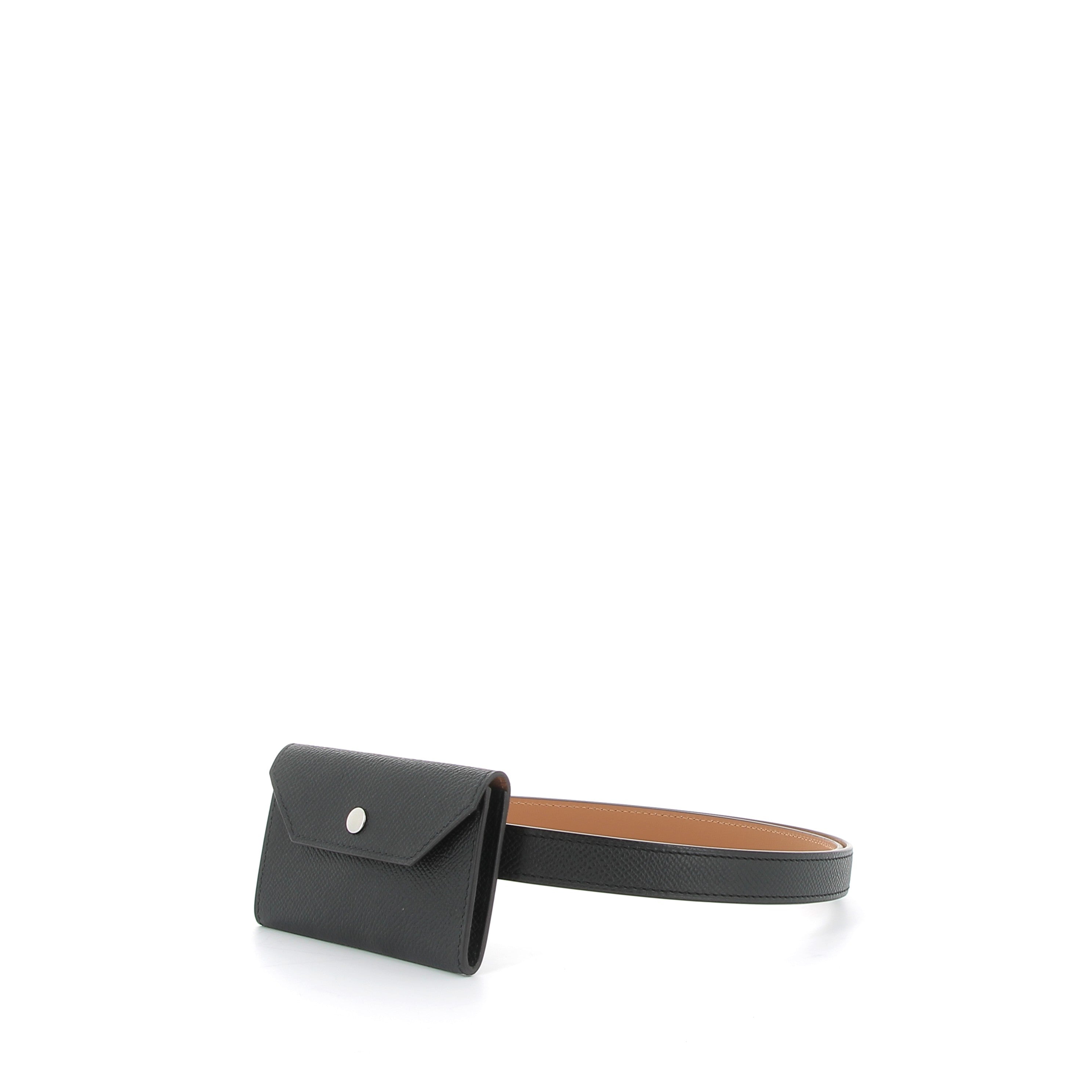 HERMÈS Kelly Ceinture Pocket Noir Epsom Finition Palladié