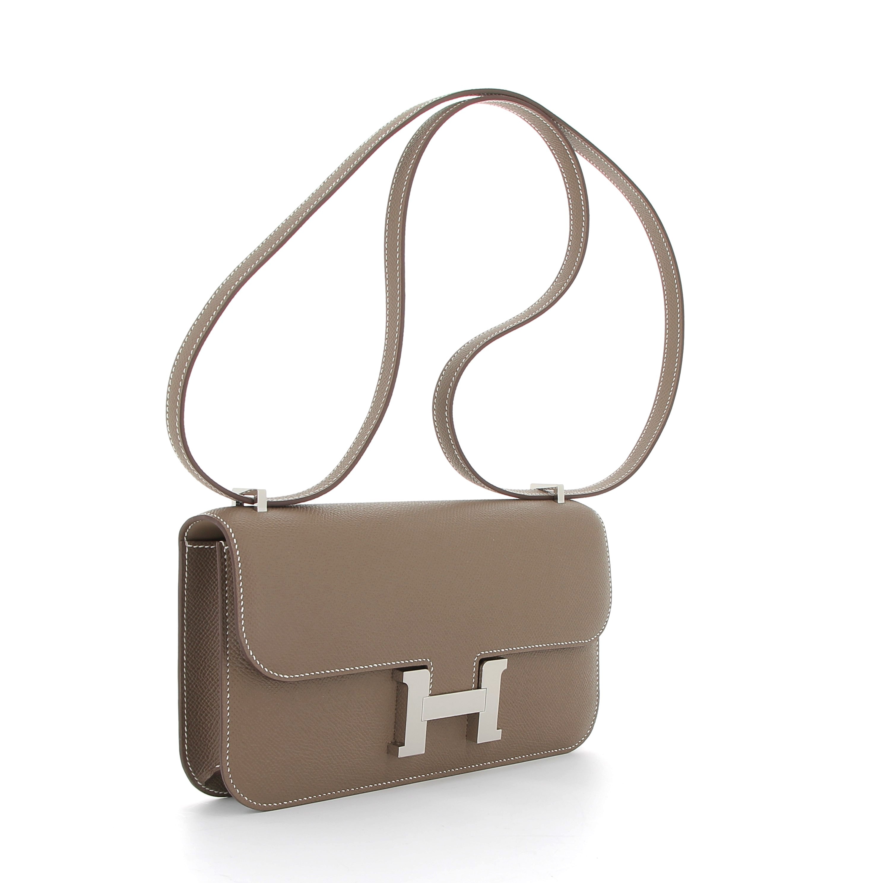 HERMÈS Constance Elan cuir Epsom Etoupe finition palladium