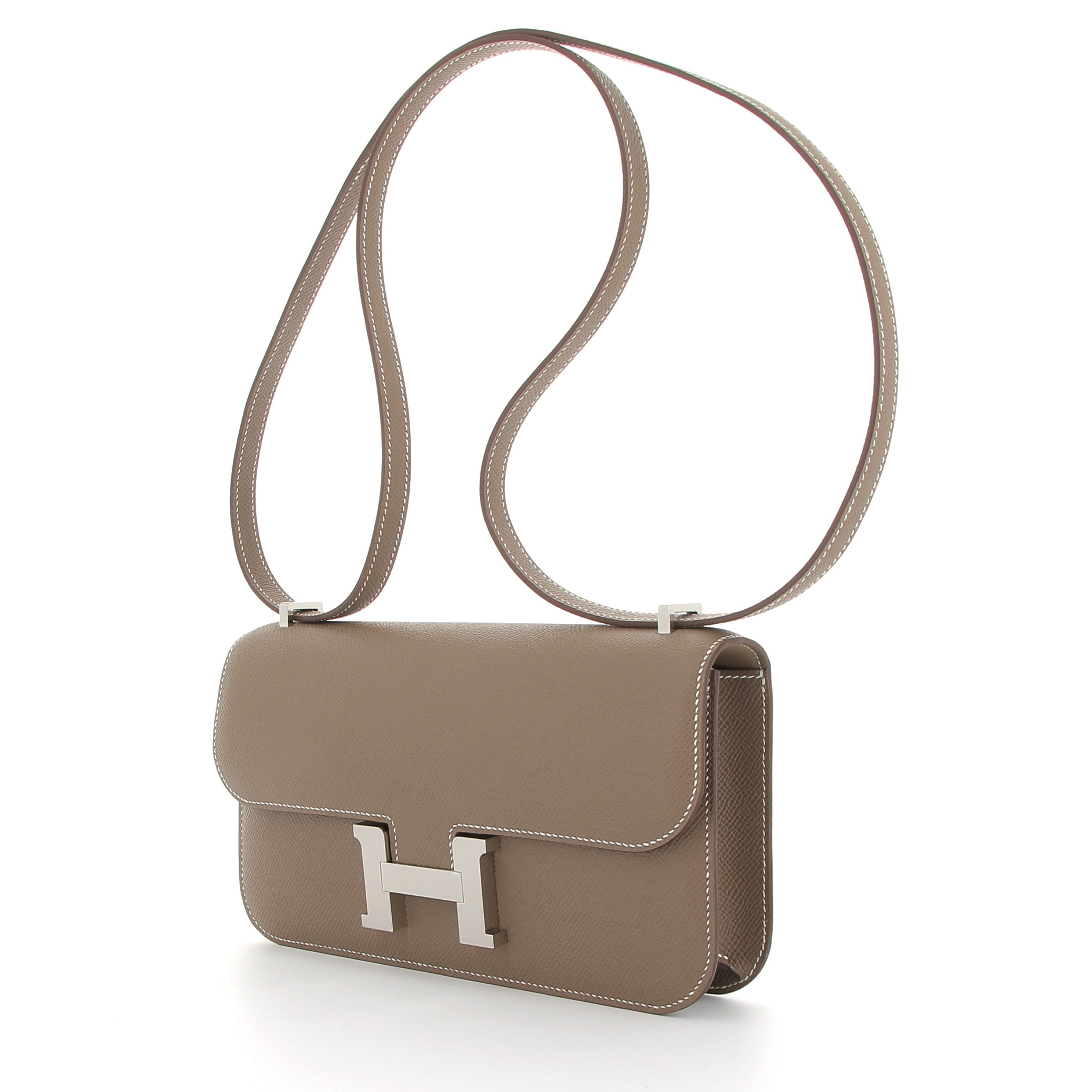 HERMÈS Constance Elan cuir Epsom Etoupe finition palladium