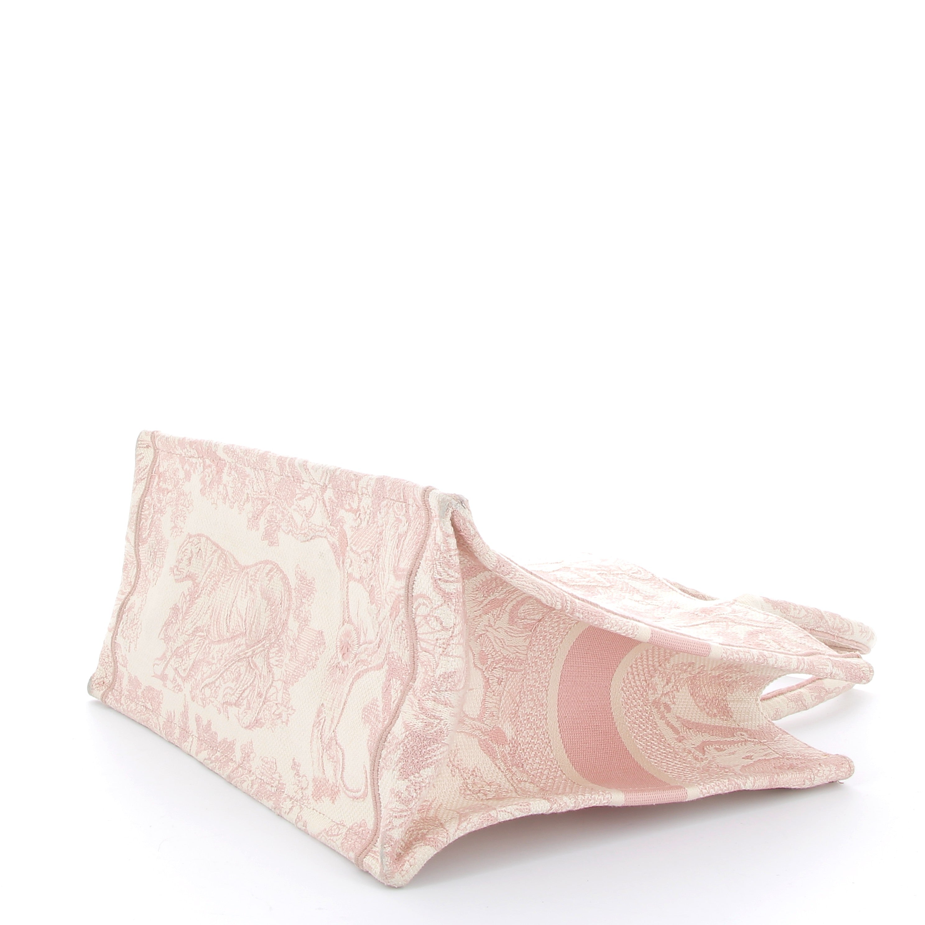 DIOR Book Tote Rose Broderie Toile de Jouy Ecru et Rose