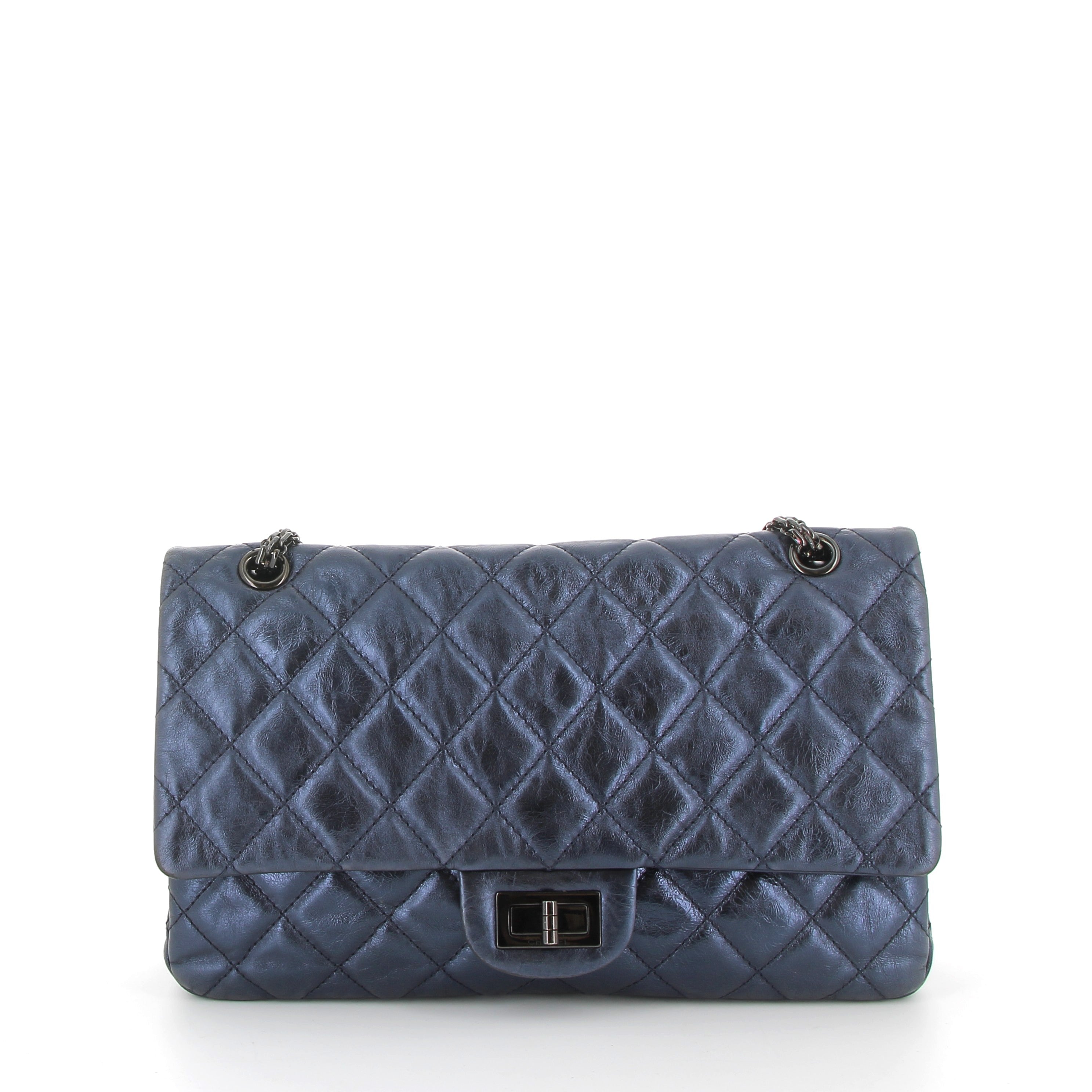 CHANEL Timeless 2.55 Cuir Bleu Marine Matelassé