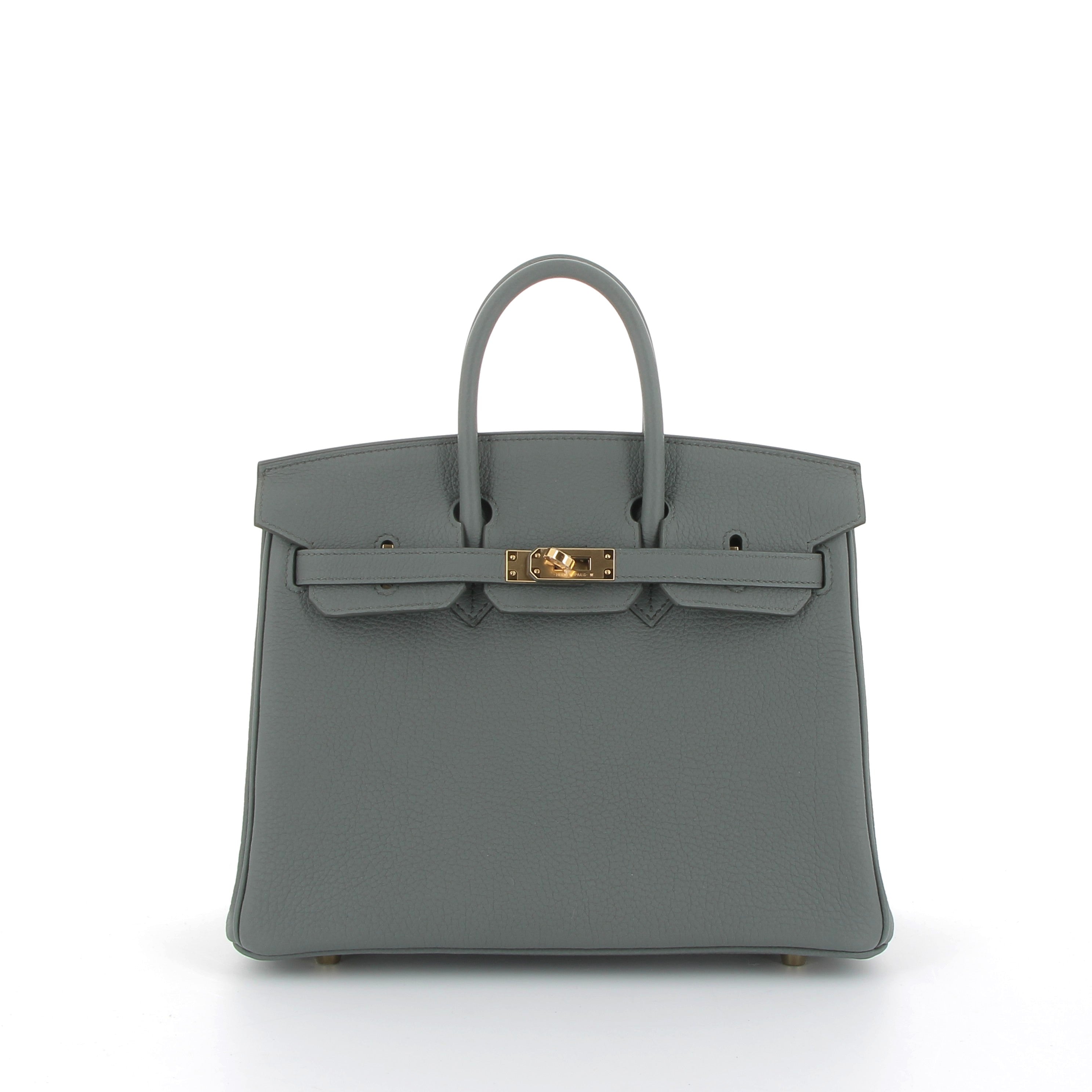 HERMES Birkin 25 Vert Amande Togo Finition Or jaune