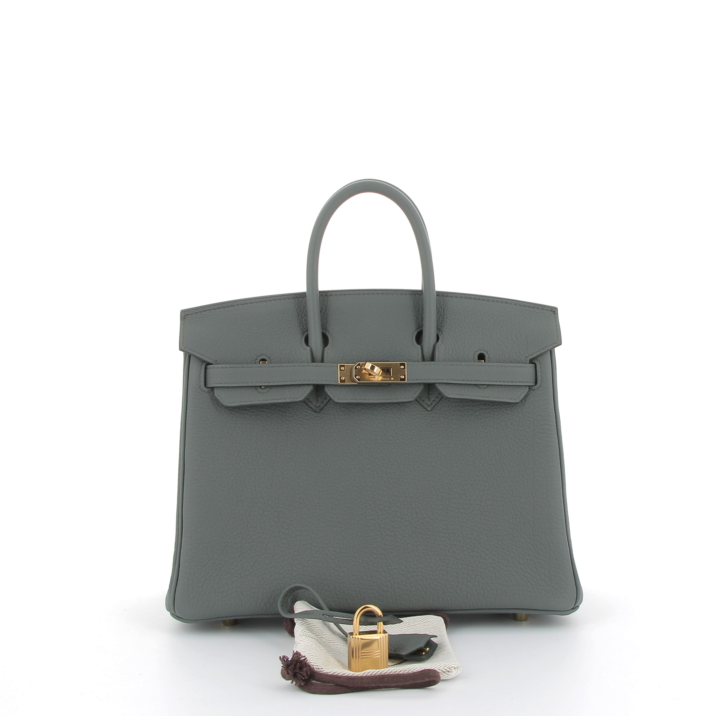 HERMES Birkin 25 Vert Amande Togo Finition Or jaune