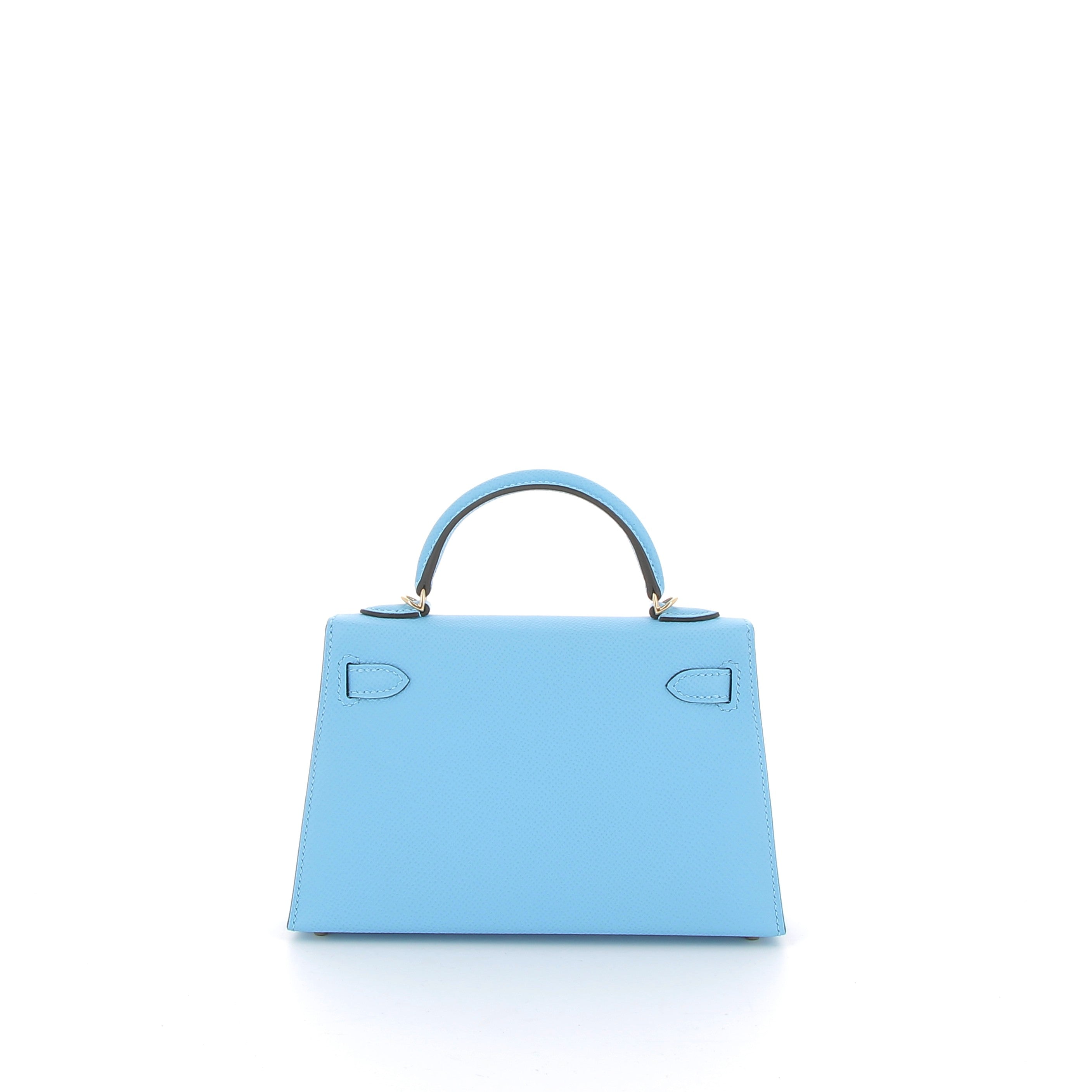 HERMÈS Kelly 20 cuir Epsom Bleu Celeste finition dorée