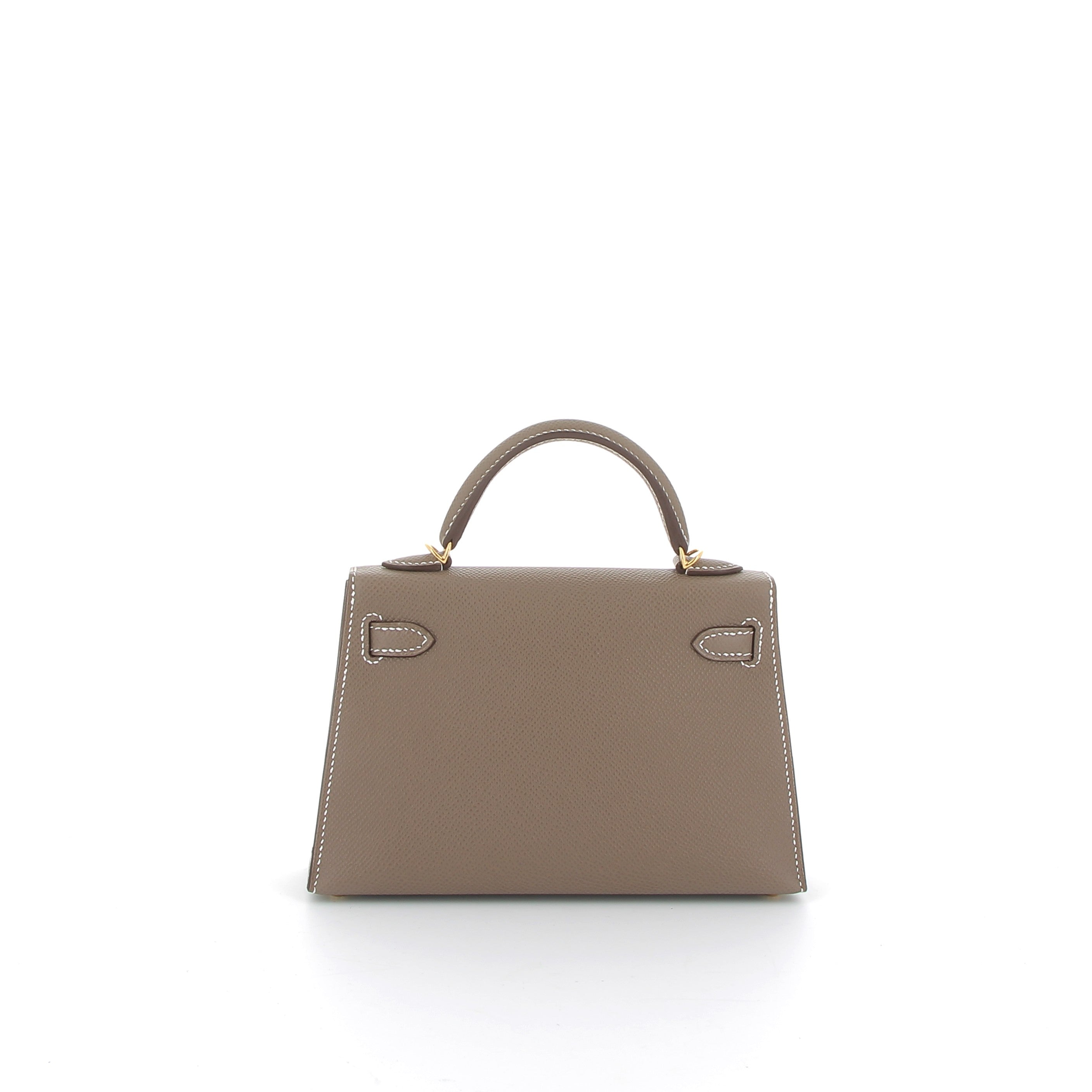 HERMÈS Kelly 20 cuir Epsom Etoupe finition dorée