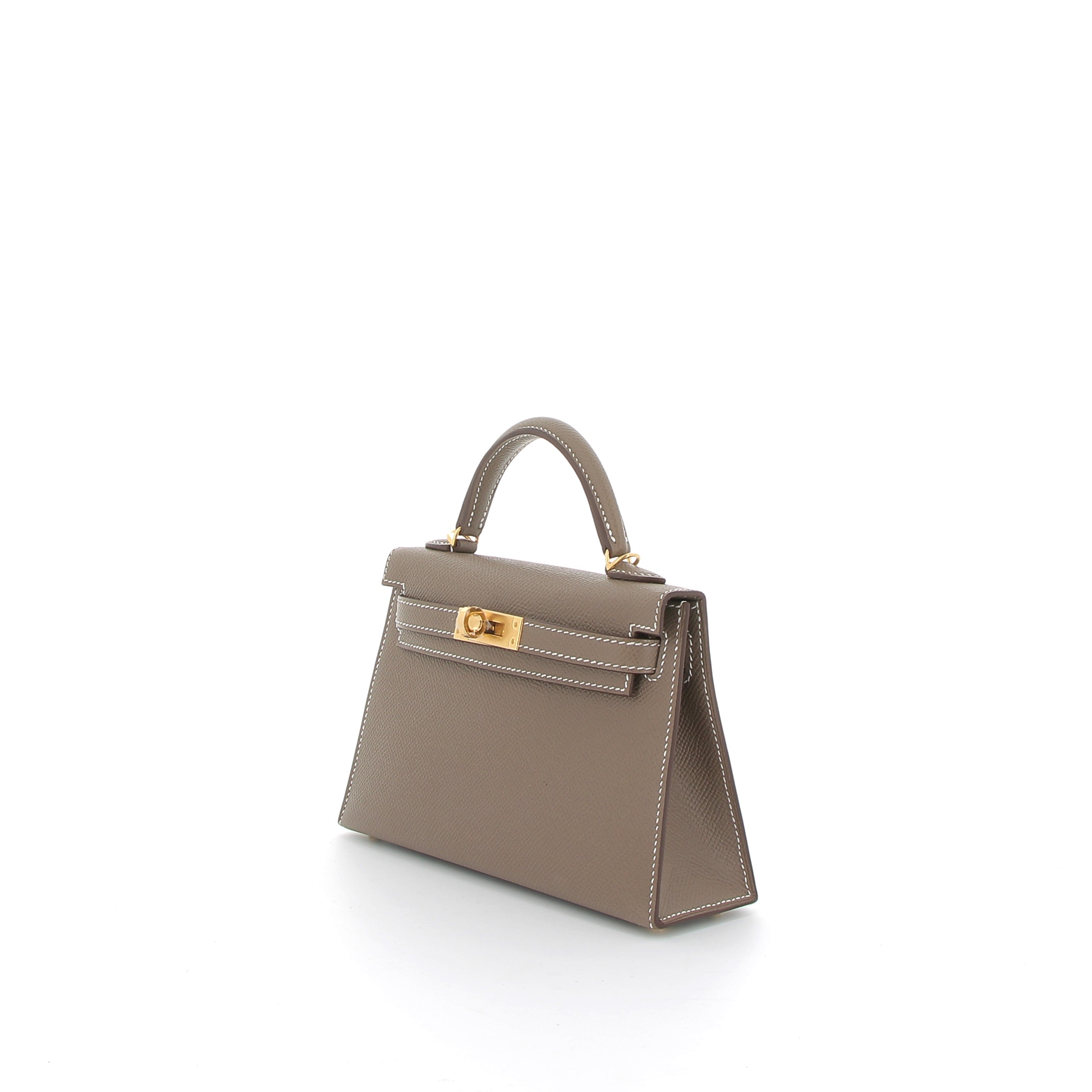 HERMÈS Kelly 20 cuir Epsom Etoupe finition dorée