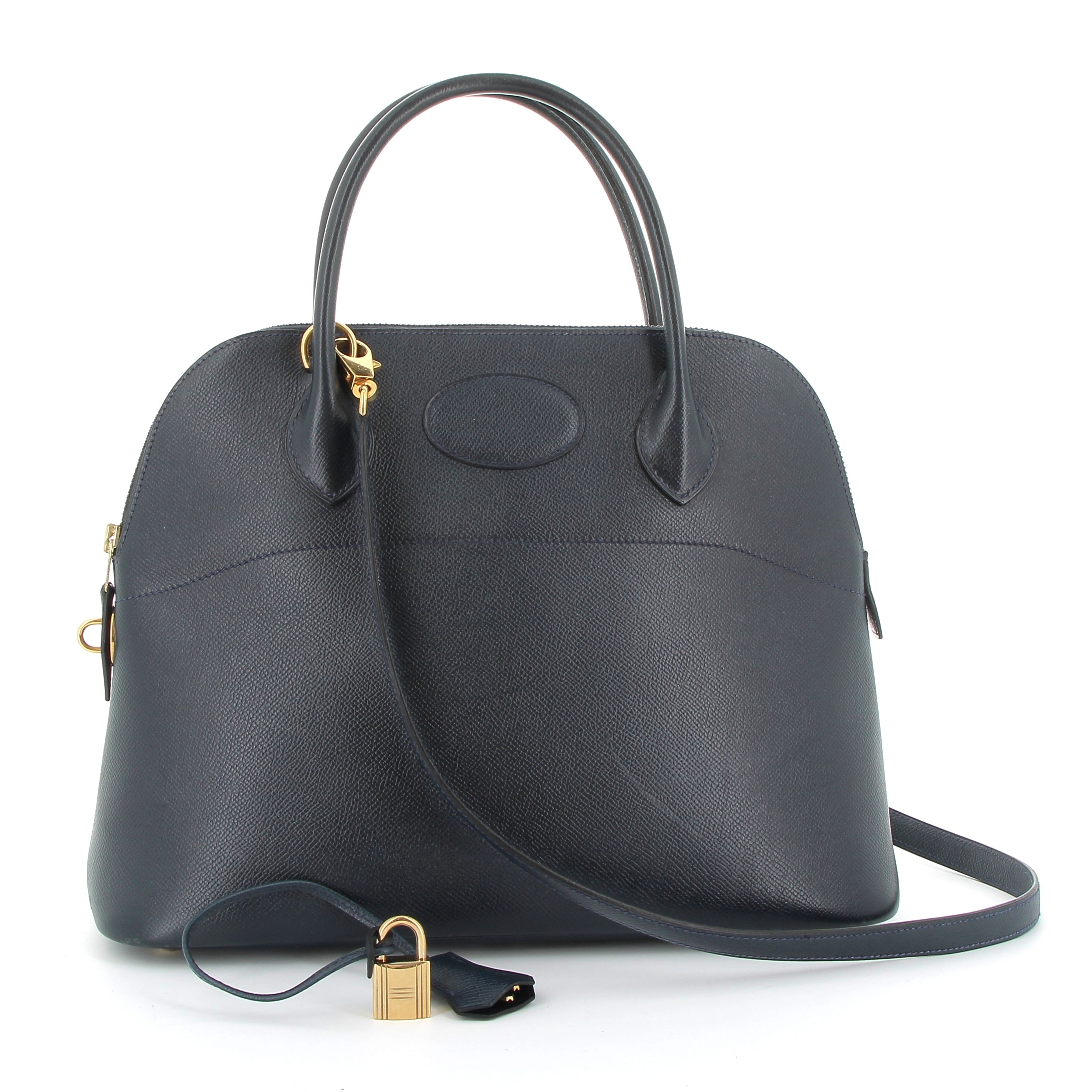 HERMÈS Bolide 30 cuir Epsom Bleu Indigo finition dorée