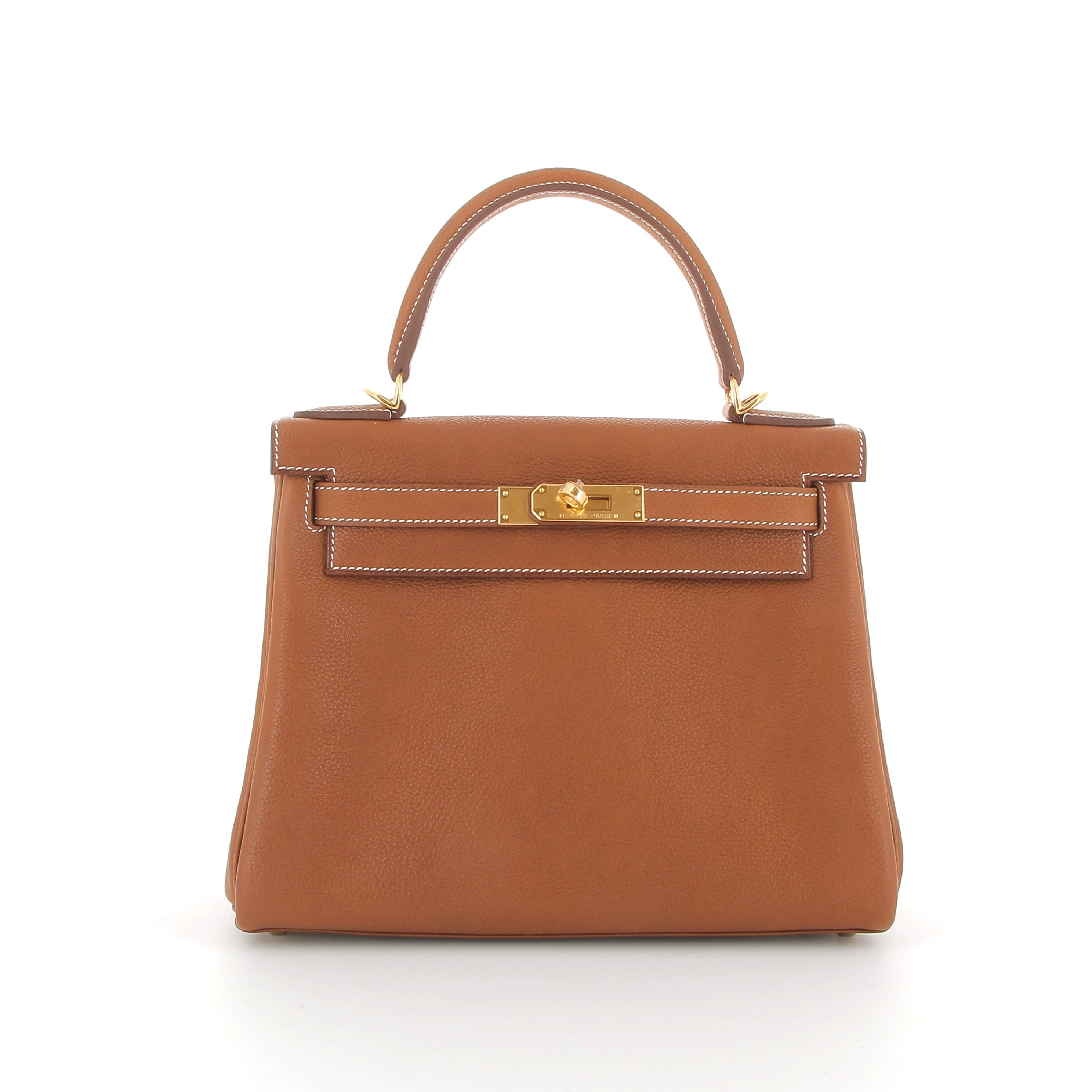 HERMÈS Kelly 28 Faubourg Barenia Fauve Finition Or jaune