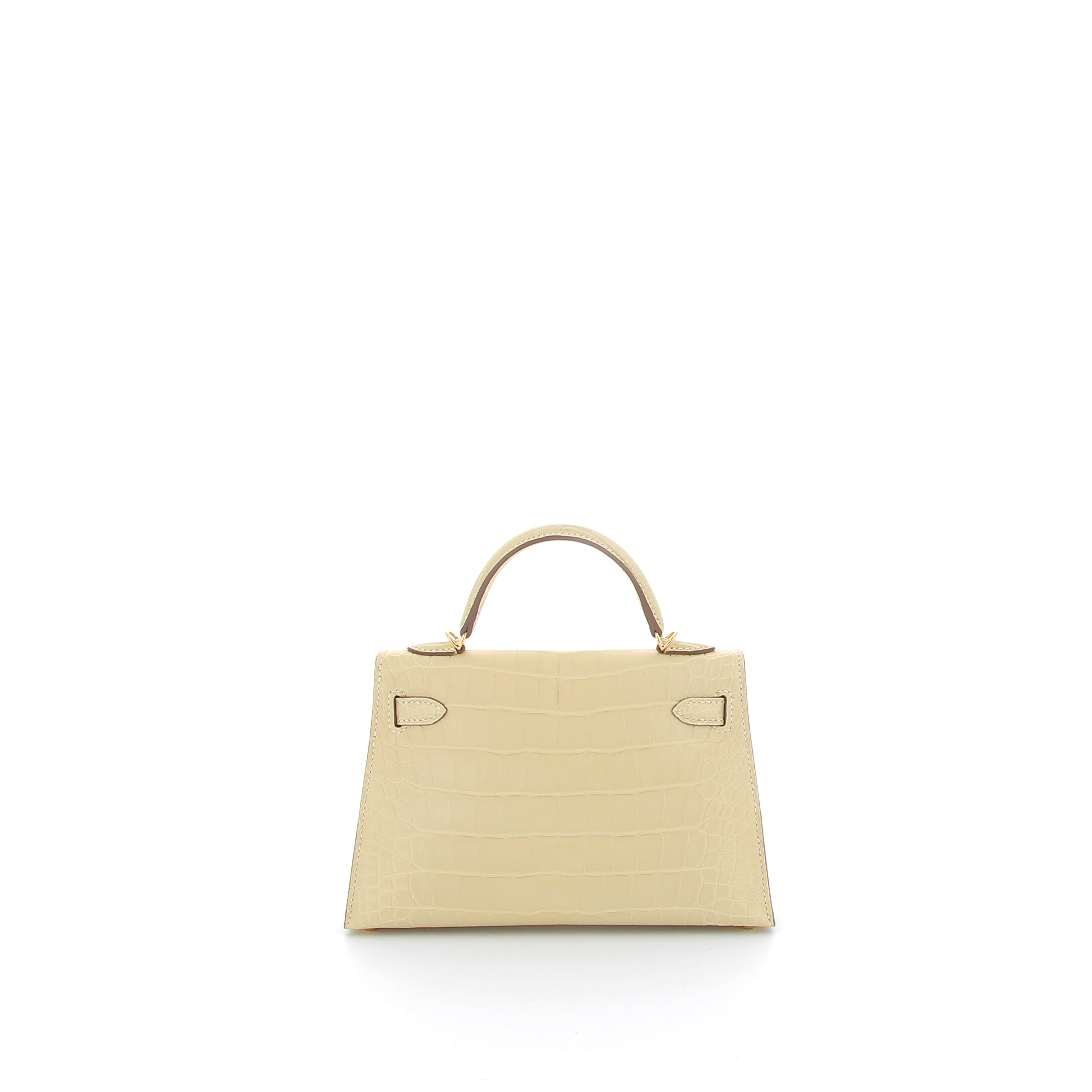 HERMÈS Kelly 20 Vanille Crocodile Finition Or Jaune