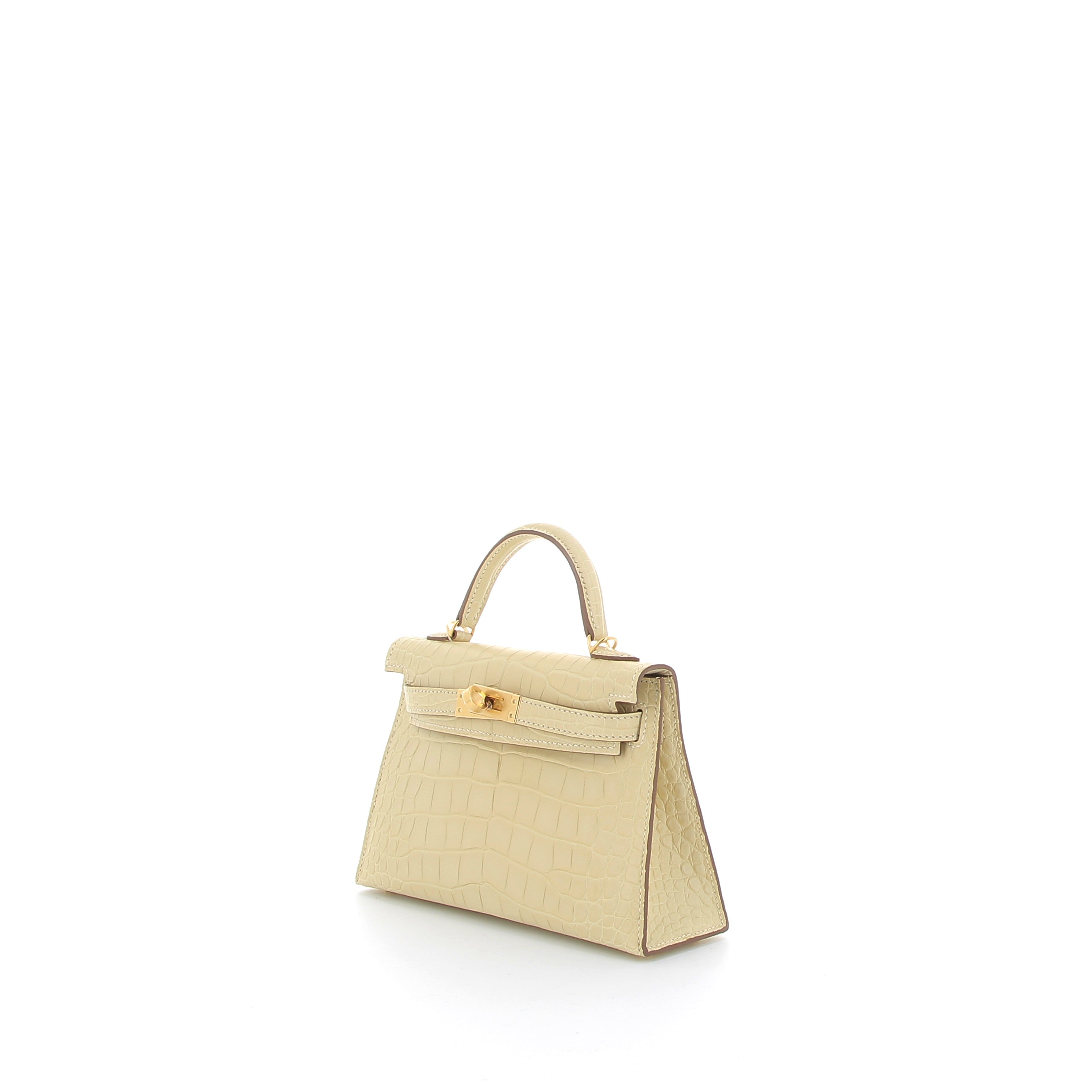 HERMÈS Kelly 20 Vanille Crocodile Finition Or Jaune