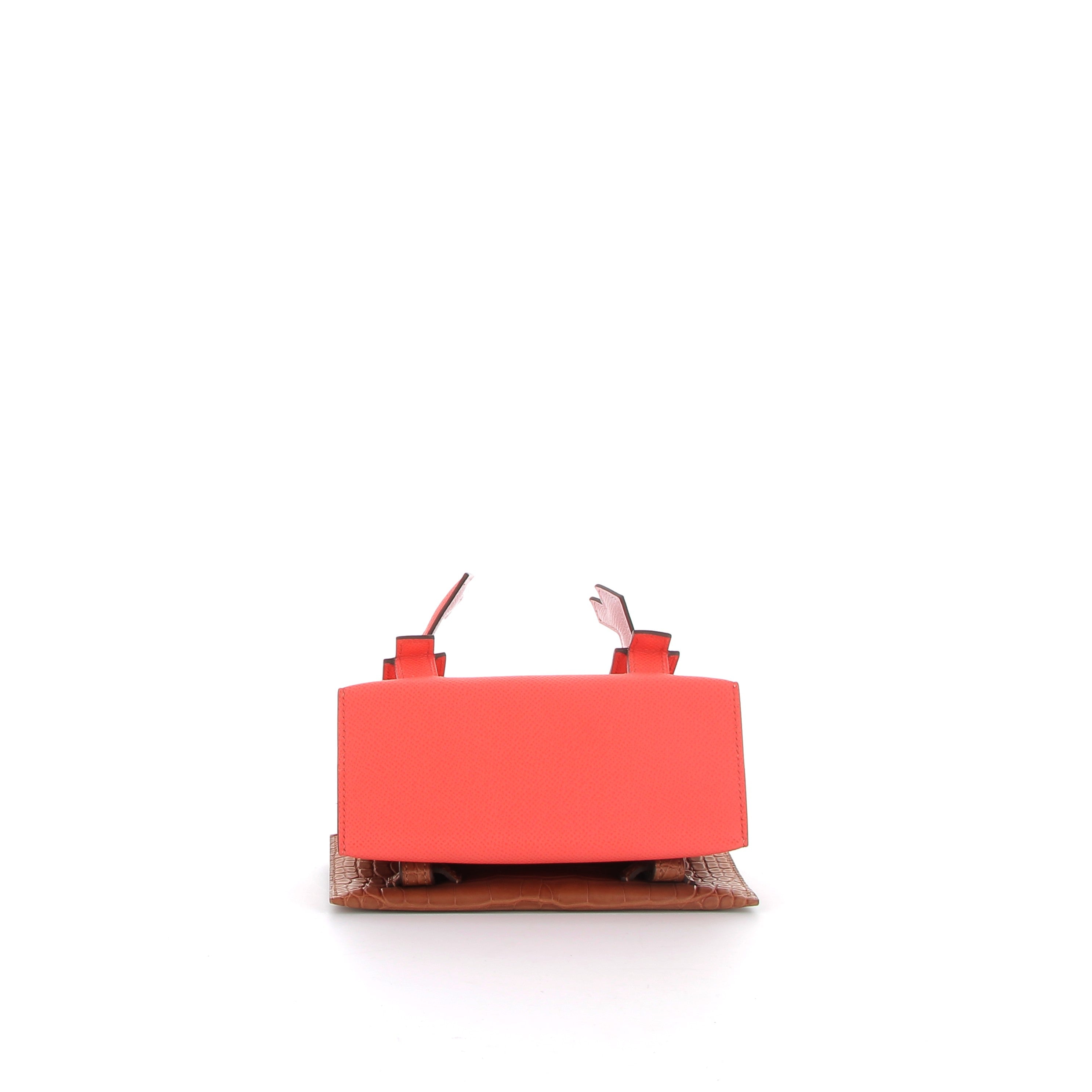 HERMES Kelly Doll Picto Cuir Epsom et Crocodile Finition Palladié