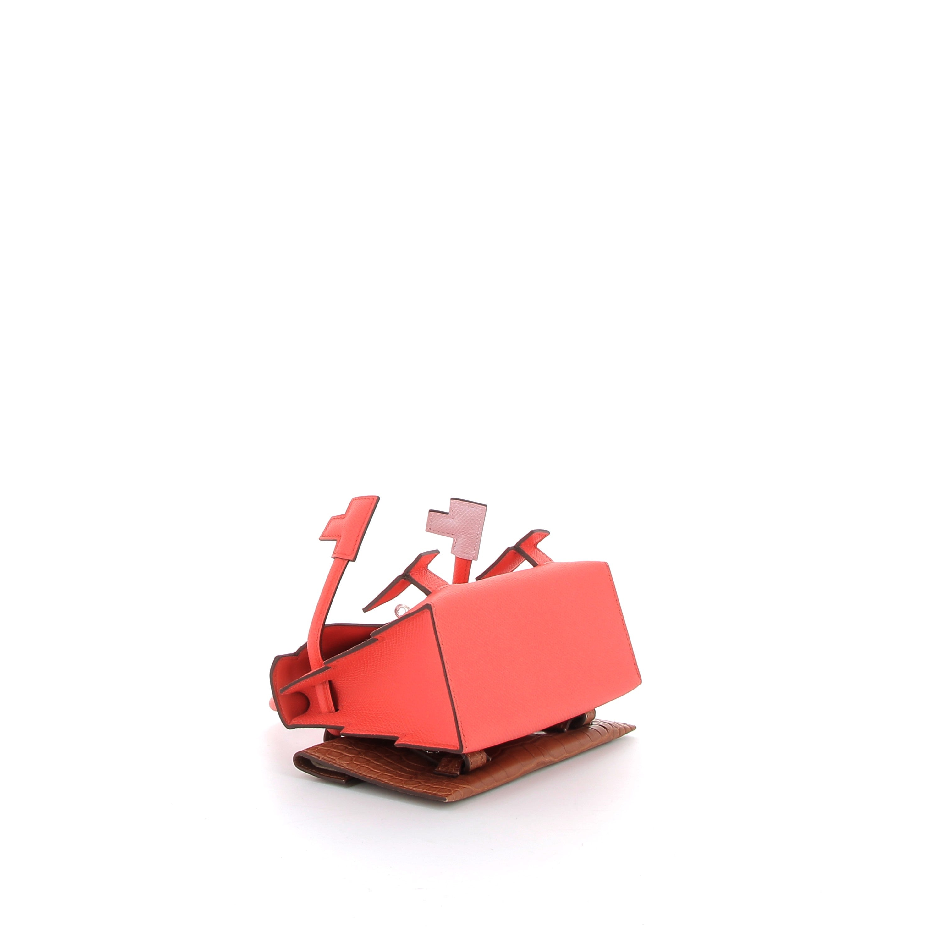 HERMES Kelly Doll Picto Cuir Epsom et Crocodile Finition Palladié