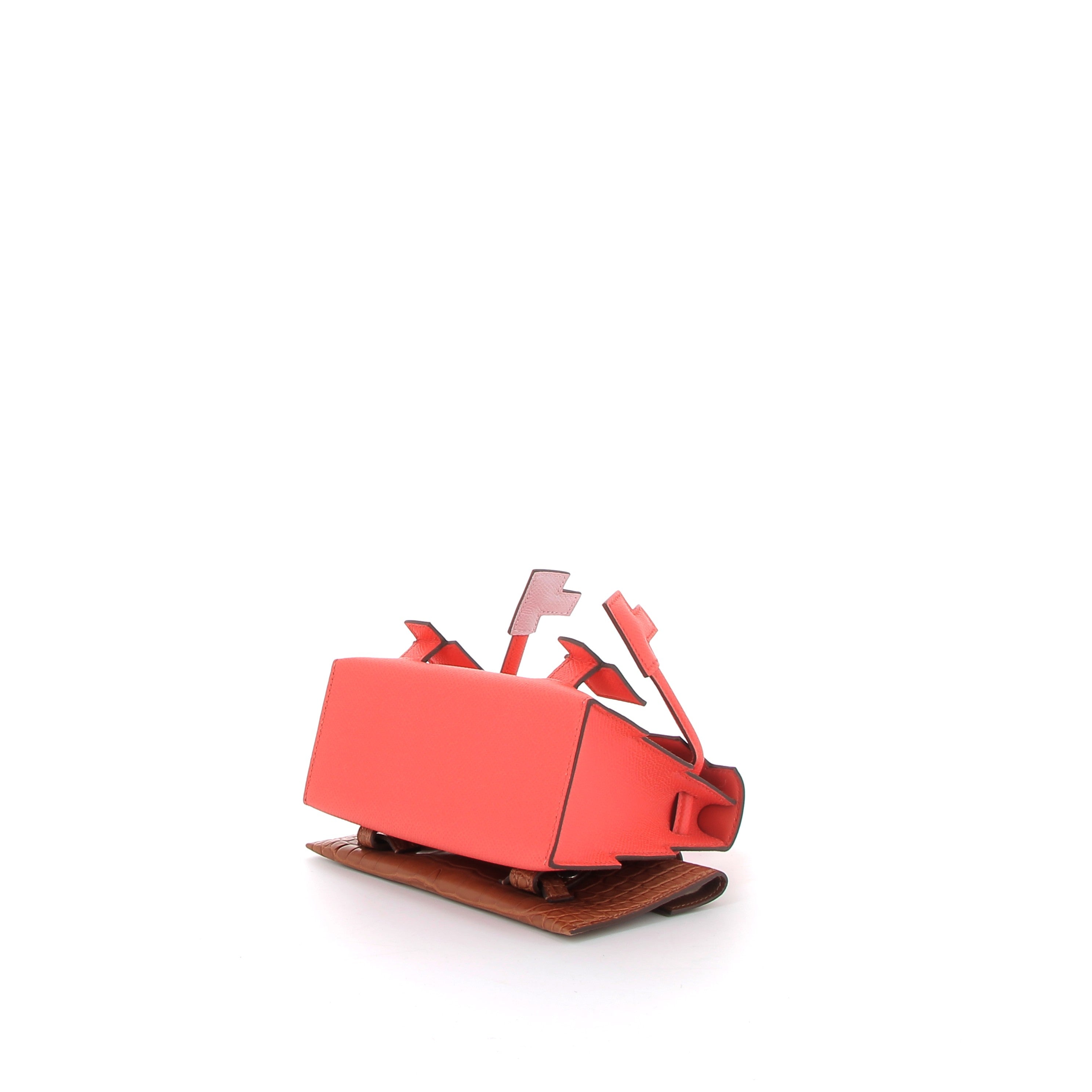 HERMES Kelly Doll Picto Cuir Epsom et Crocodile Finition Palladié
