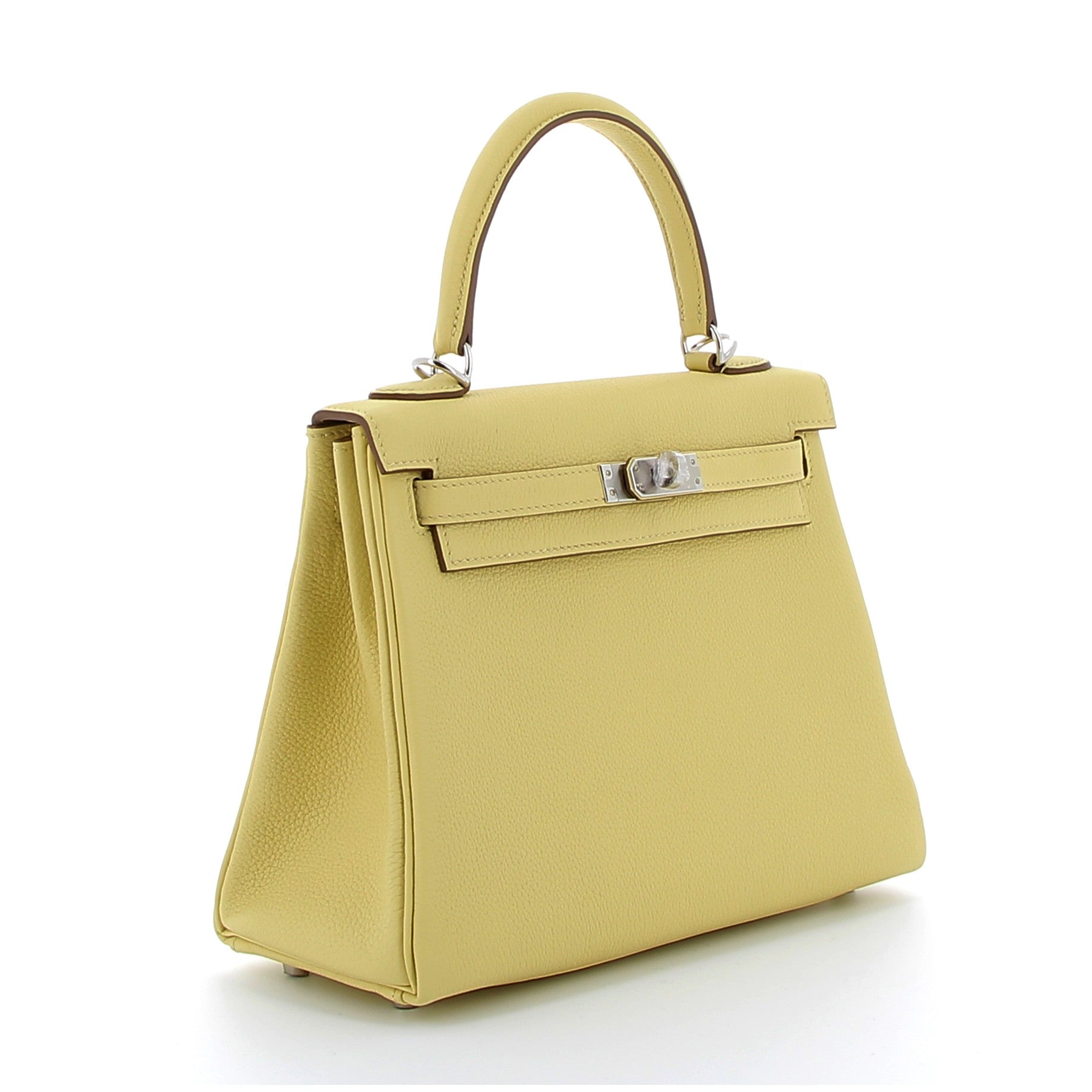 HERMES Kelly 25 Jaune Poussin Togo Finition Palladié