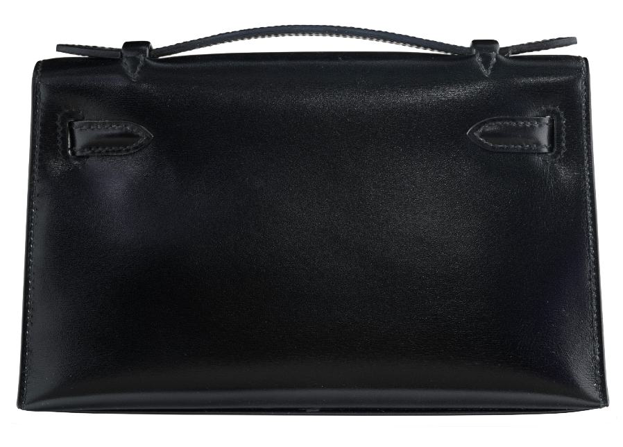HERMES Kelly Pochette So Black Cuir Box Finition Noir