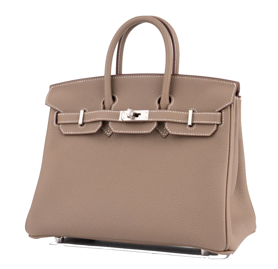 HERMES Birkin 25 Etoupe Cuir Togo Finition Palladié