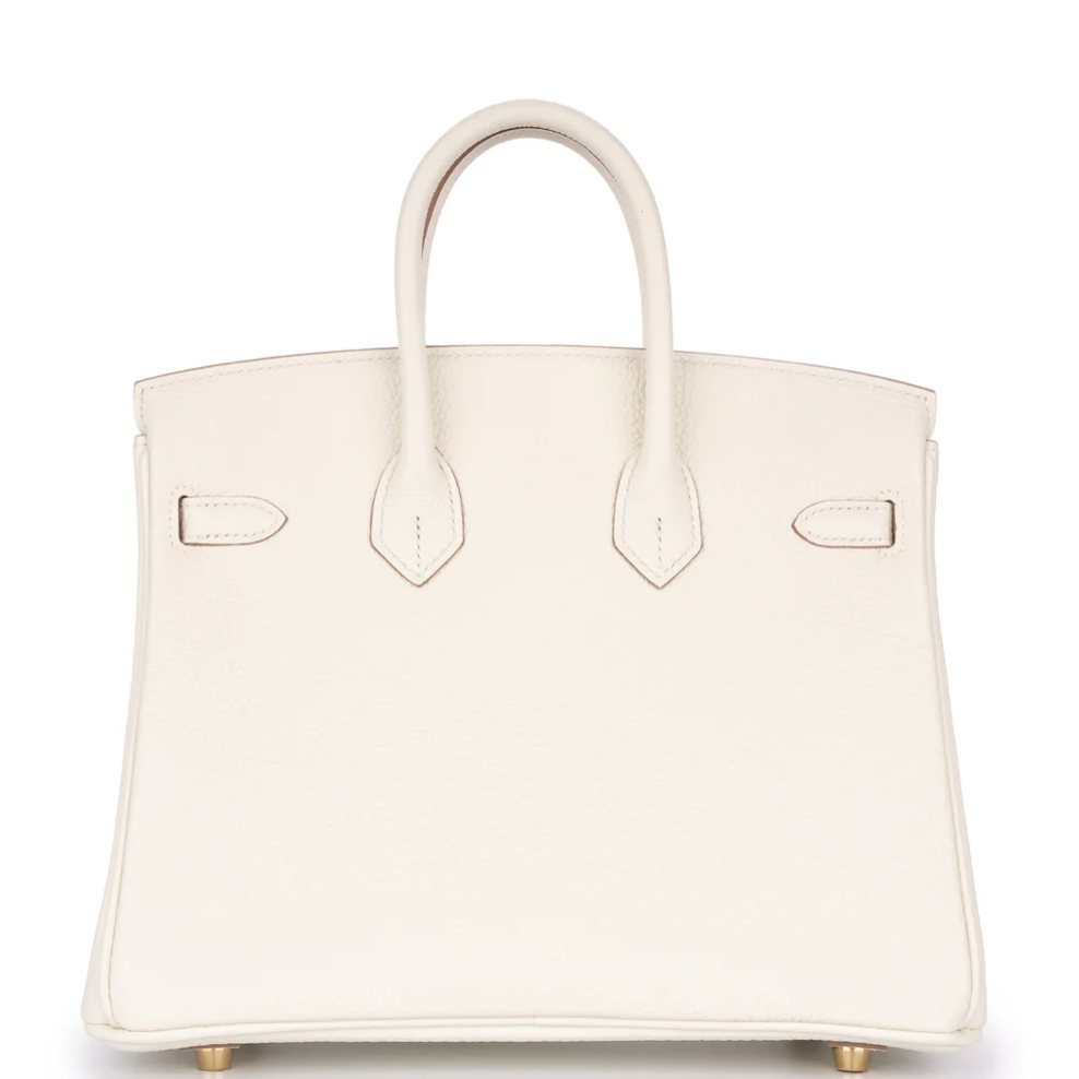 HERMES Birkin 25 Mushroom Cuir Togo Finition Or Jaune