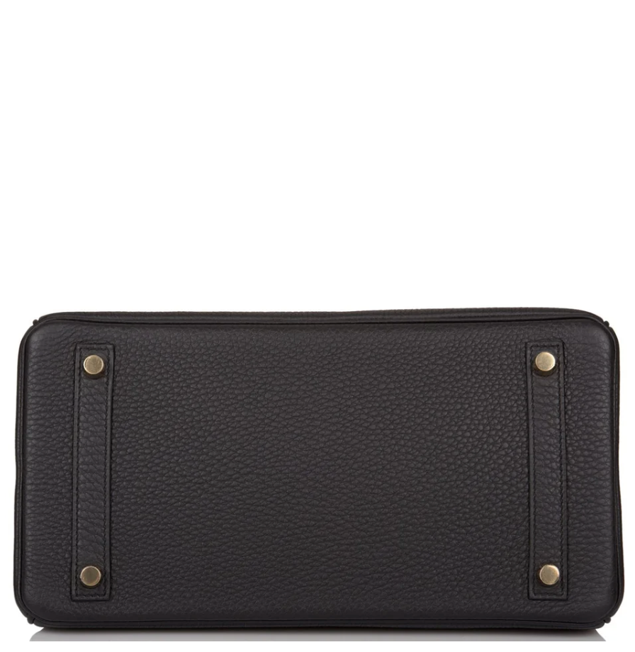 HERMES Birkin 35 Noir Cuir Togo Finition Or Jaune