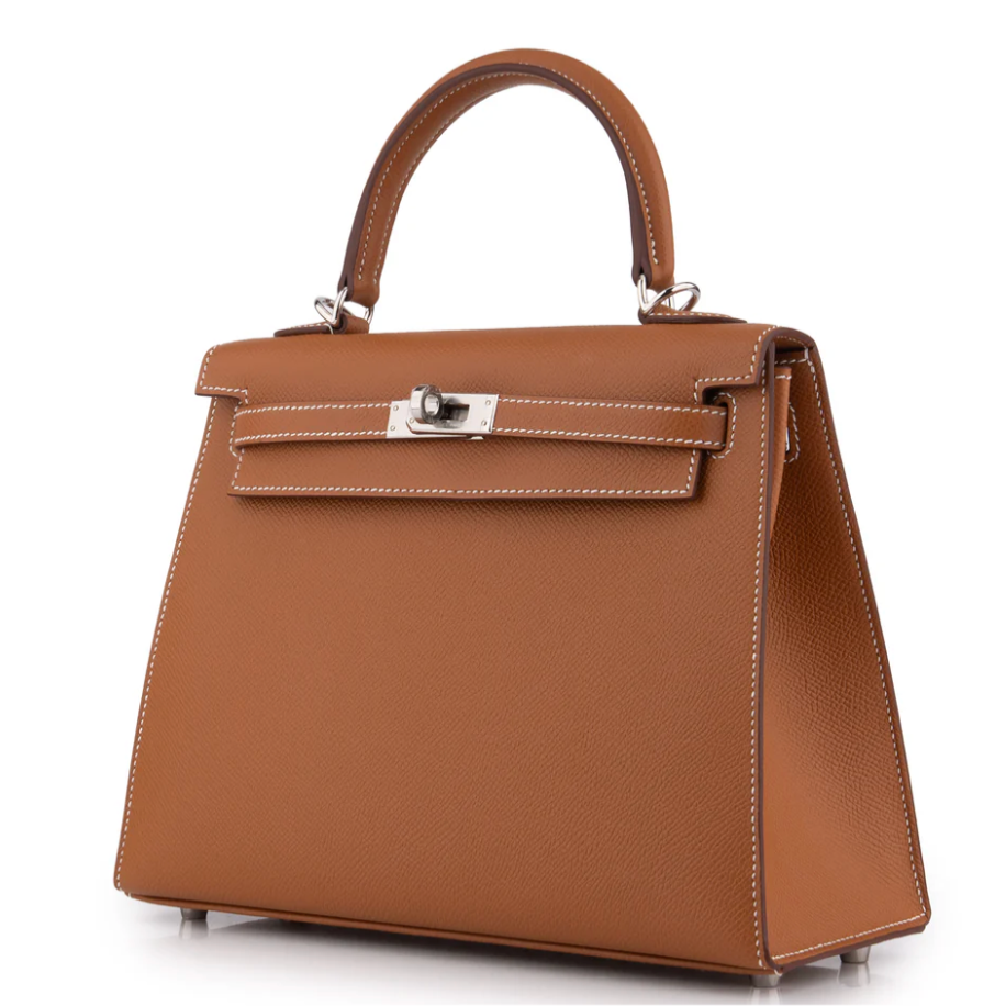 HERMES Kelly 25 Gold Cuir Epsom Finition Palladié