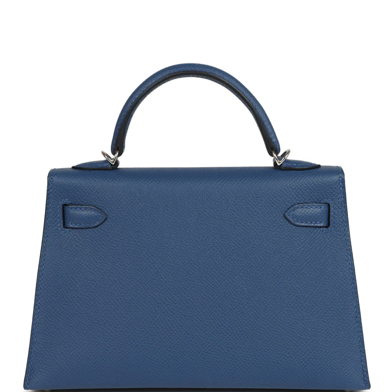 HERMES Kelly 20 Bleu Tie Cuir Epsom Finition Electrum