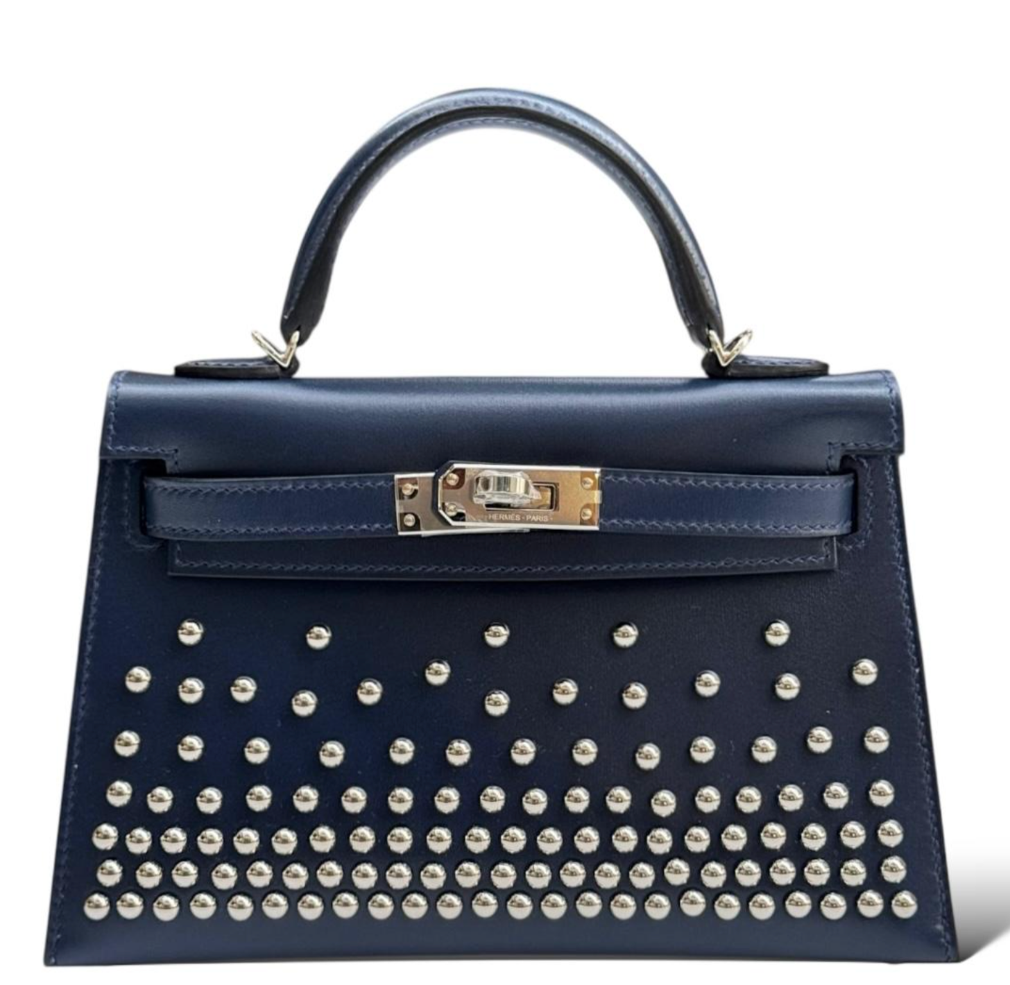 HERMES Kelly 20 Cloute Bleu Abysse Cuir Box Finition Palladié