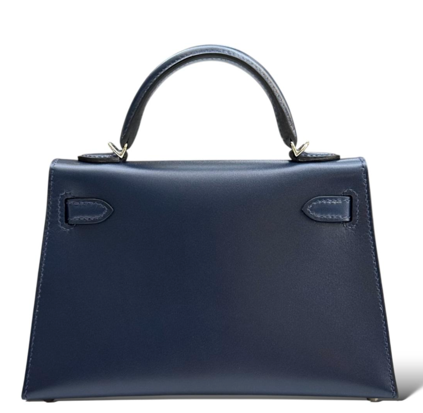 HERMES Kelly 20 Cloute Bleu Abysse Cuir Box Finition Palladié